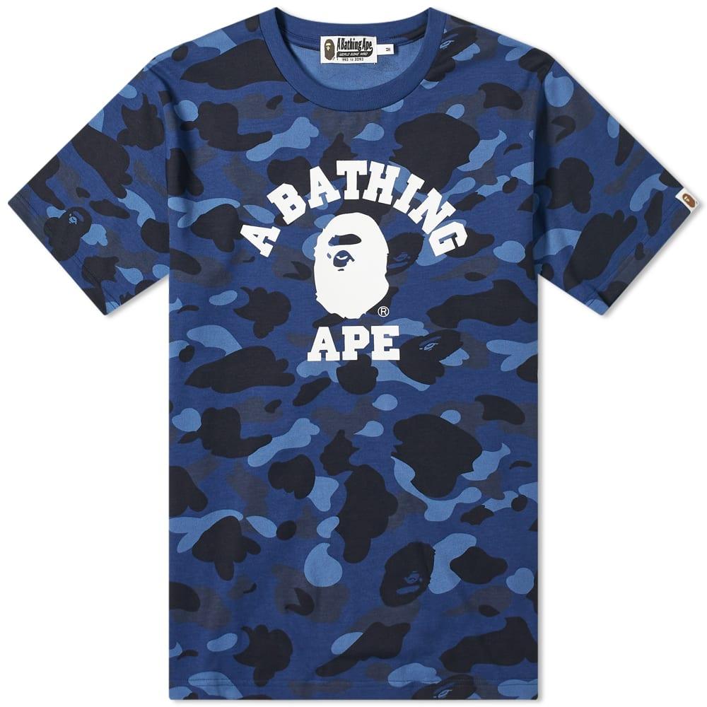 A Bathing Ape Colour Camo College Tee in Navy (Blue) for Men | Lyst