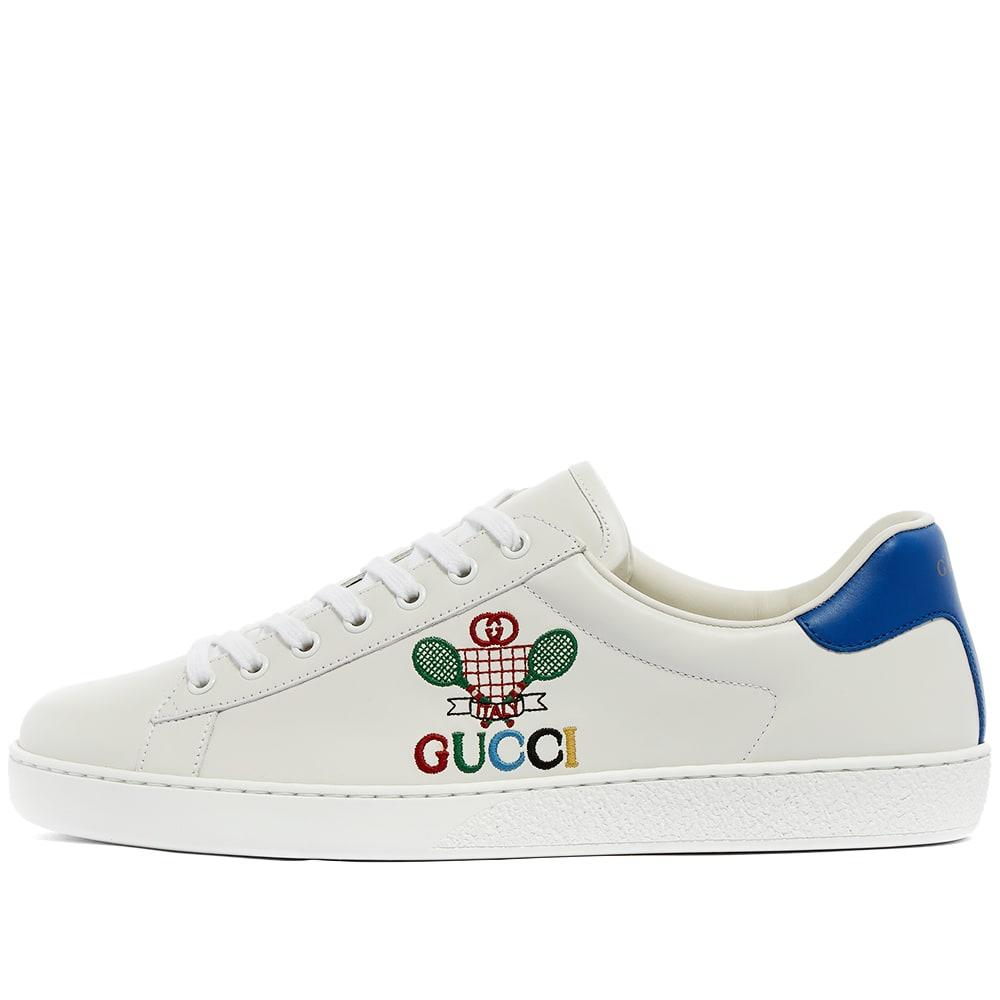 Gucci New Ace Tennis-embroidered Leather Low-top Trainers in White for Men  | Lyst