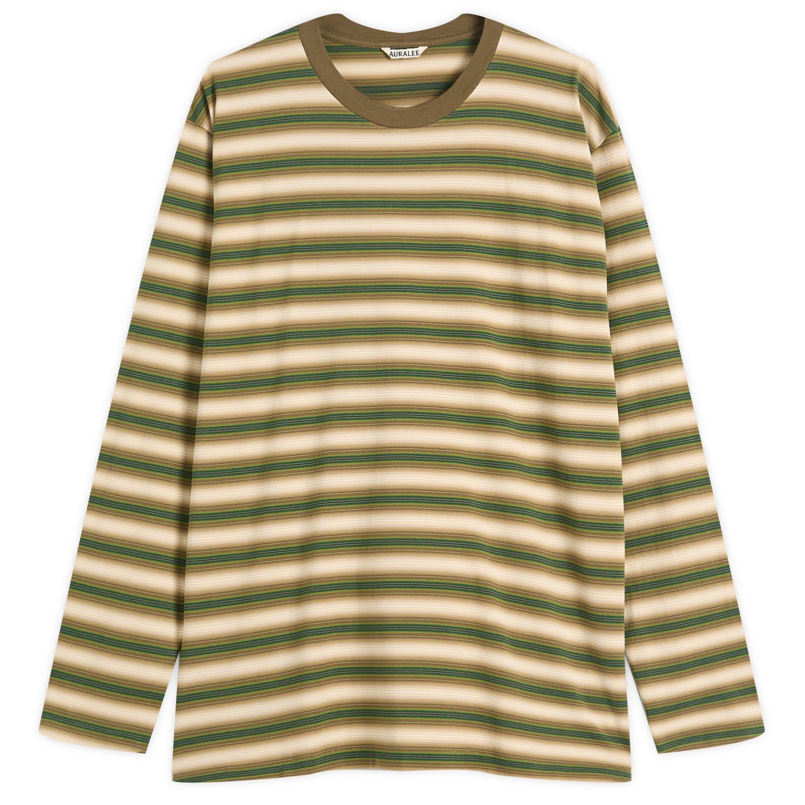 AURALEE Gradient Stripe Jersey L/S T-Shirt in Green for Men | Lyst