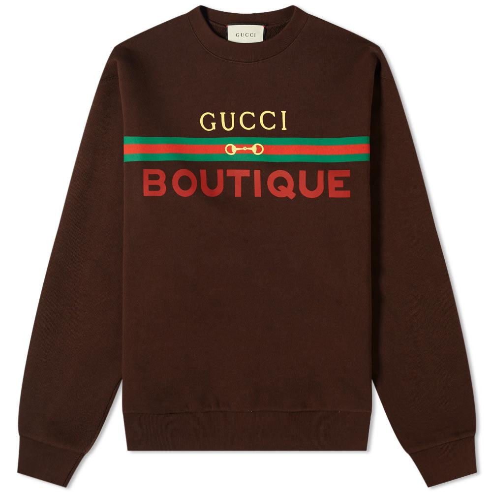 Gucci Cotton Boutique Crew Sweat in Brown for Men - Lyst