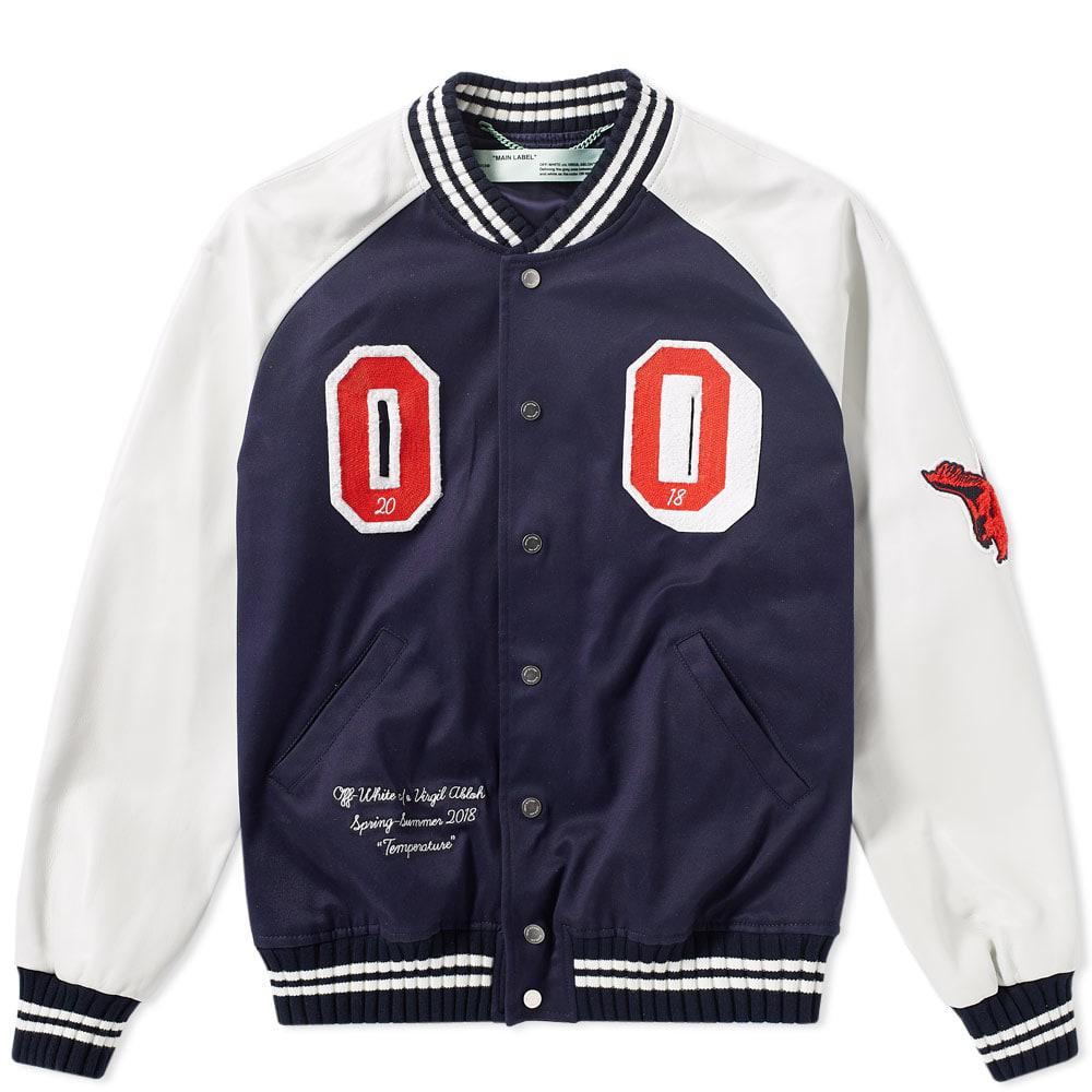 Lyst - Off-White C/O Virgil Abloh Patch Varsity Jacket in Blue for Men