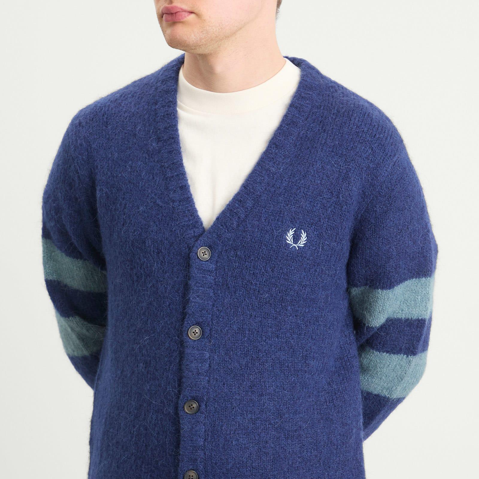 Fred Perry Chunky Tipped Sleeve Alpaca Cardigan in Blue for Men 