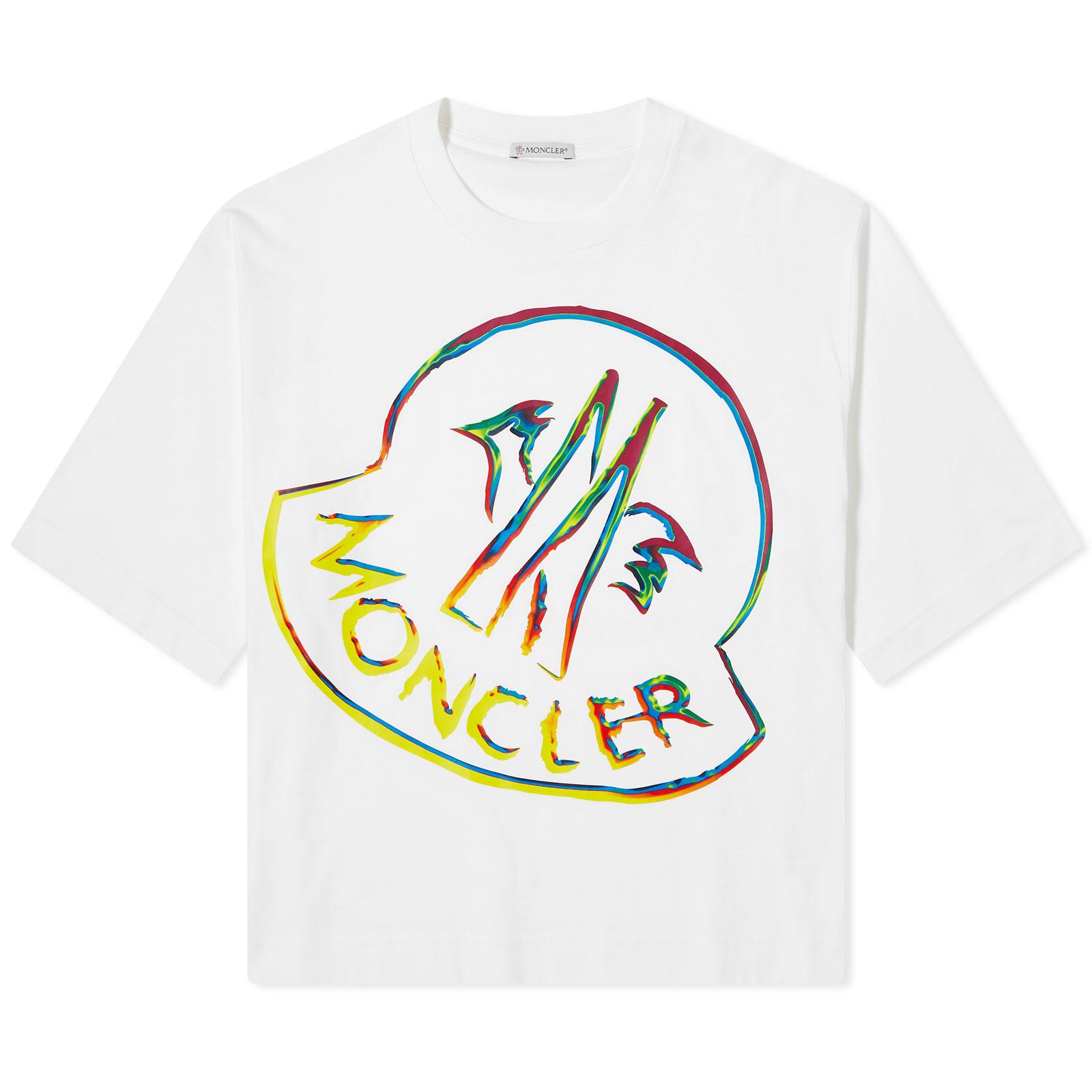 Moncler Rainbow Logo T-shirt in White | Lyst