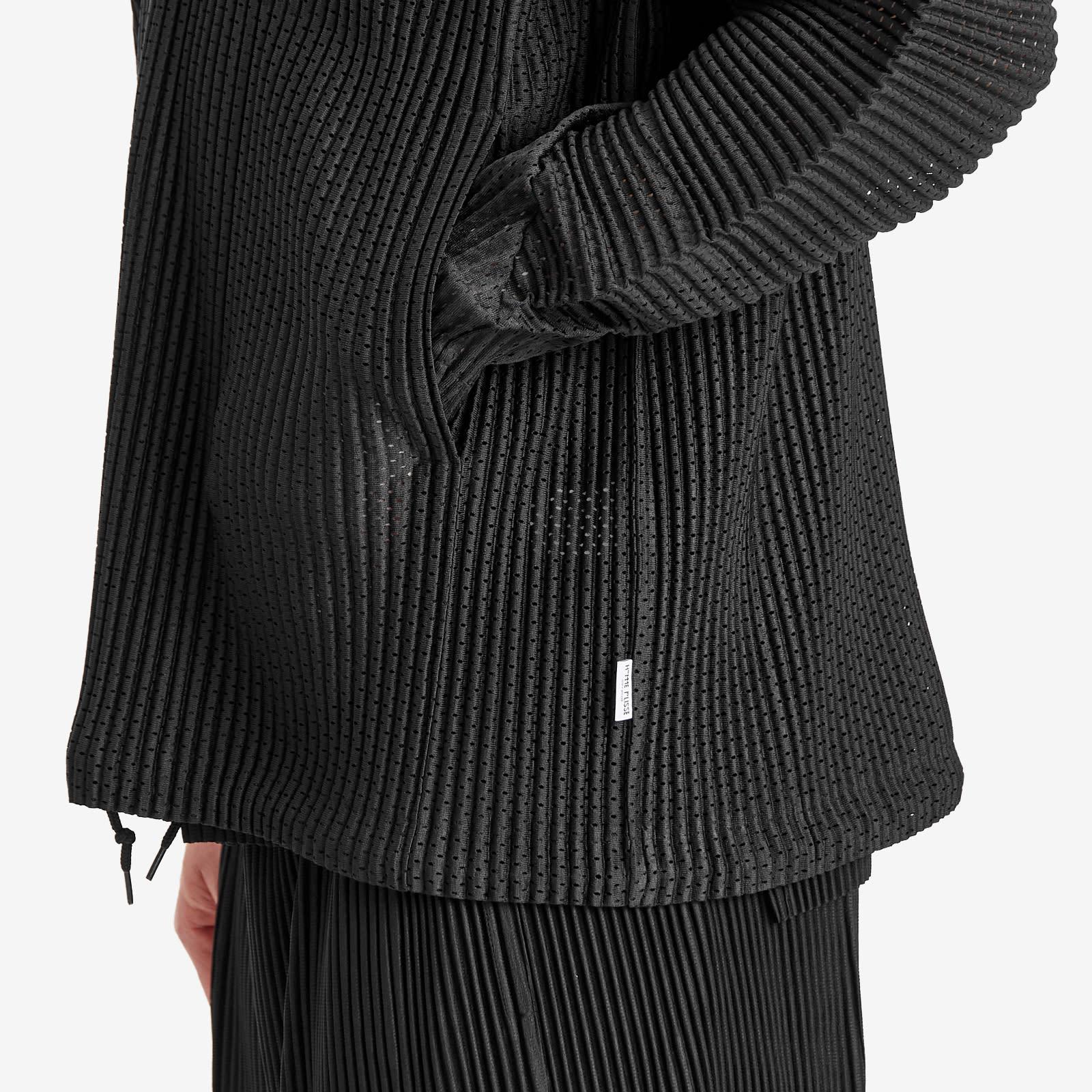 Homme Plissé Issey Miyake Pleated Mesh Coach Jacket in Black for