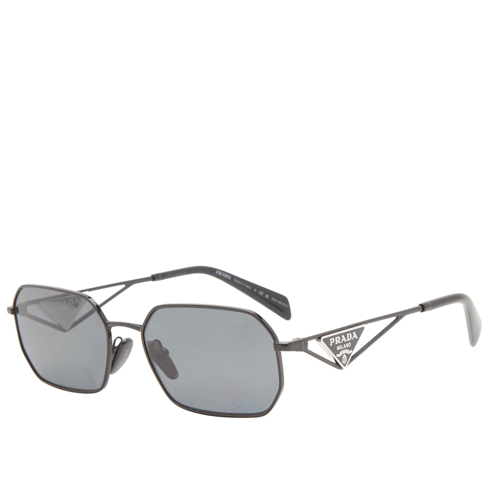 Prada Black Acetate and Silvertone Metal Oversized Shield Sunglasses -  SPR58F - Yoogi's Closet