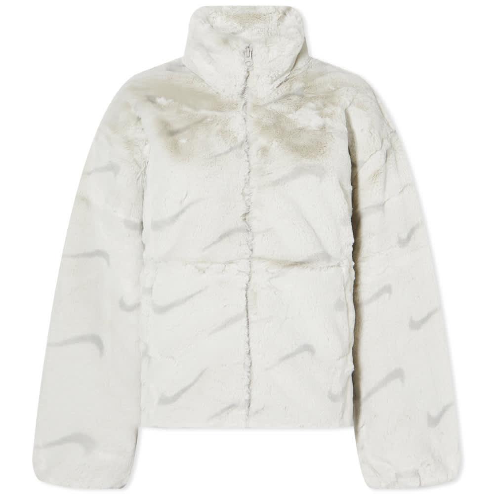 faux fur swoosh jacket