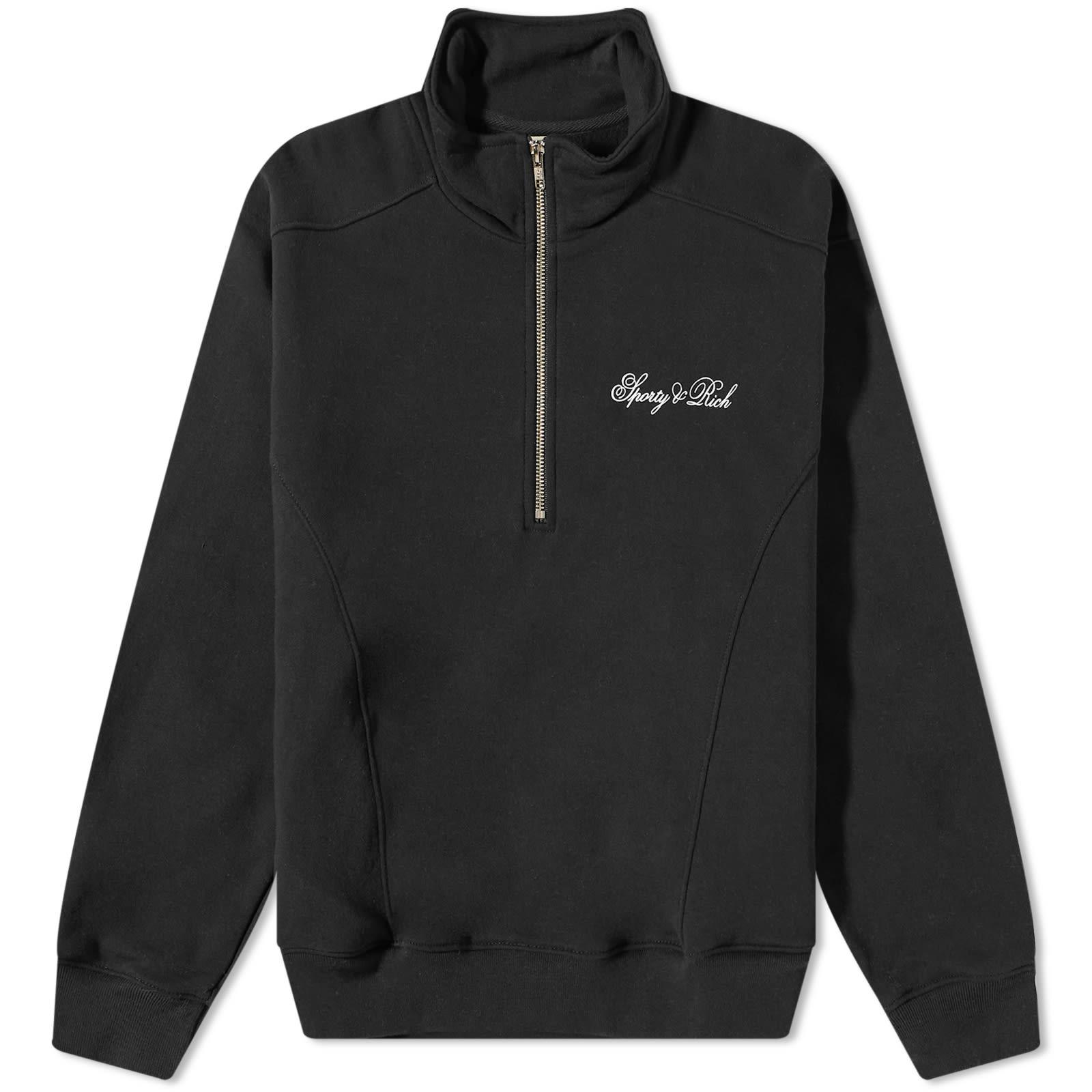 Sporty & Rich Cursive Logo Quarter Zip Sweat in Black for Men | Lyst UK