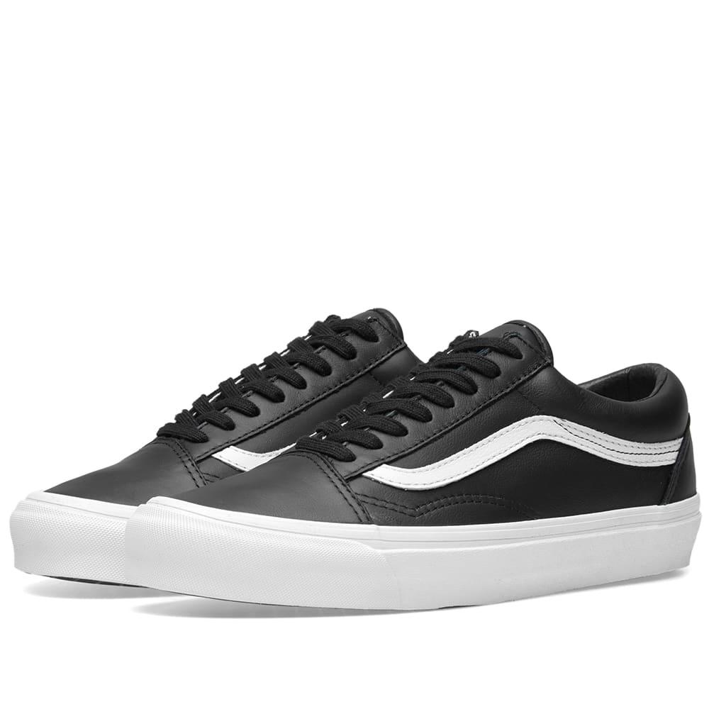 old skool leather black vans