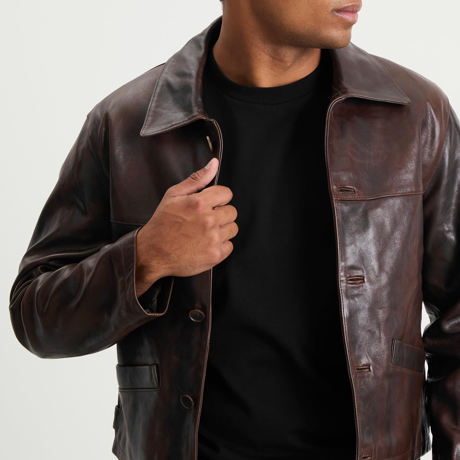 AURALEE Heavy Lamb Leather Blouson in Brown for Men | Lyst UK