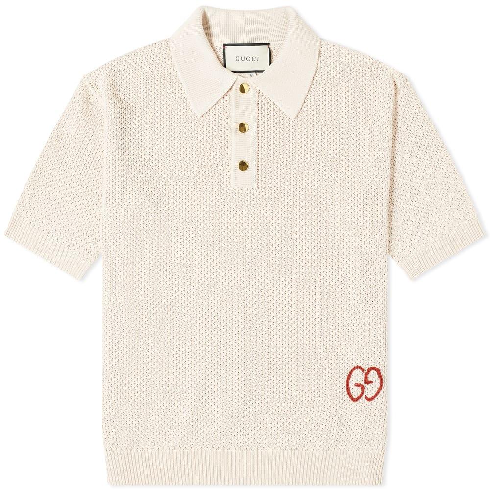 Gucci GG Knitted Polo in White for Men | Lyst