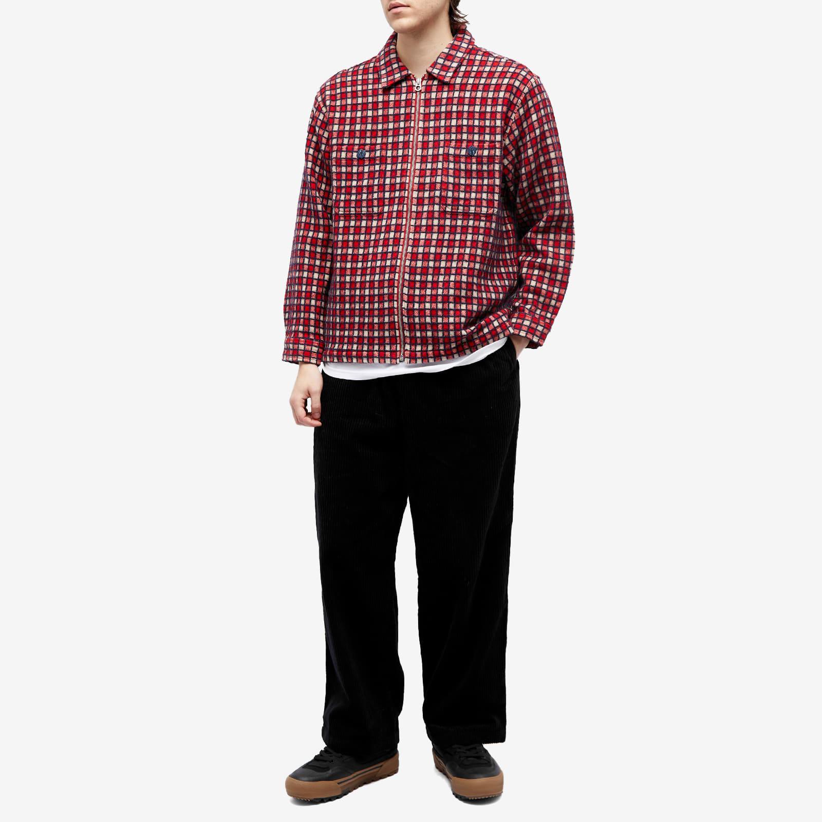 Brain Dead Check Mate Flannel Zip Shirt Jacket in Red for Men