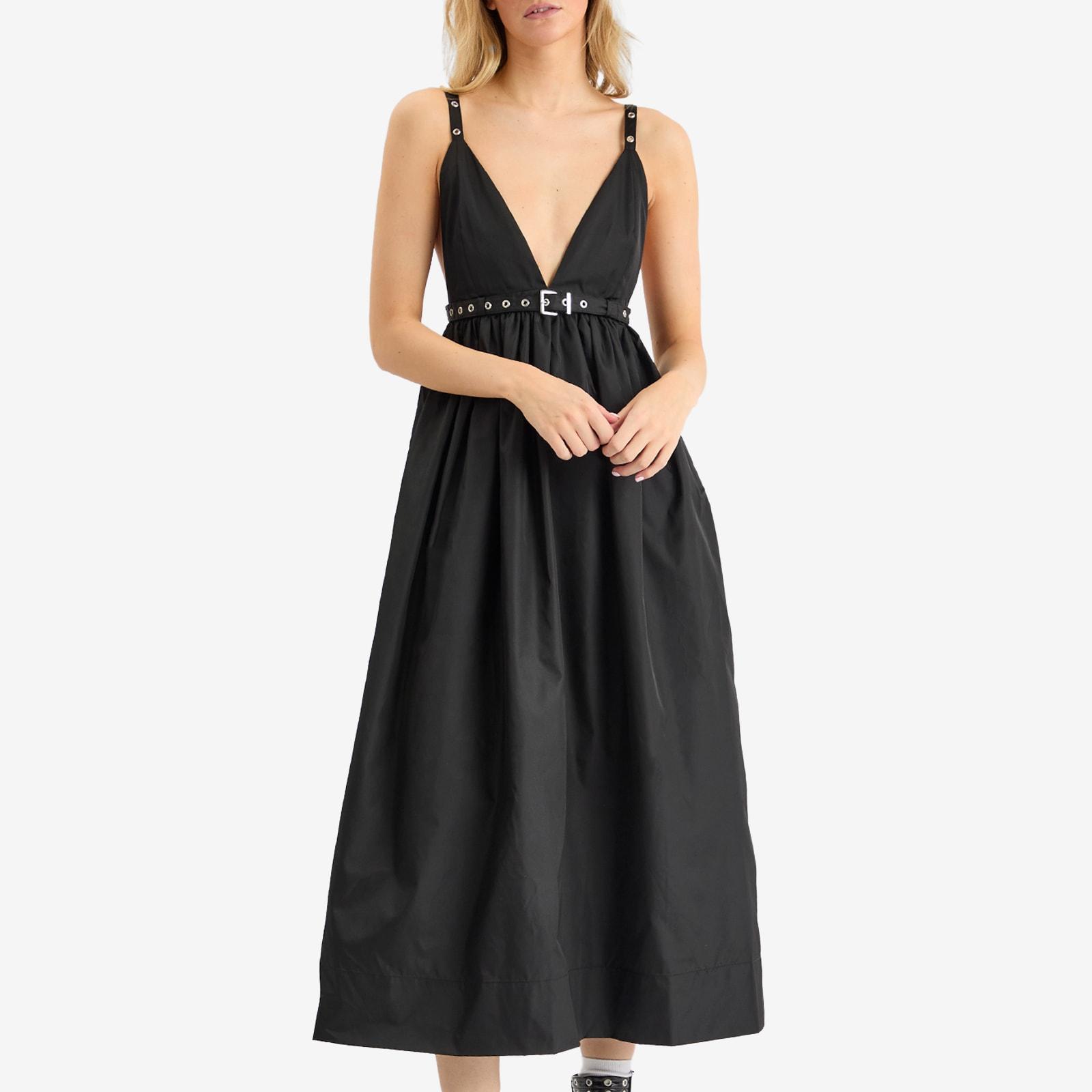 Ganni Duchesse Nylon Strap Midi Dress in Black | Lyst
