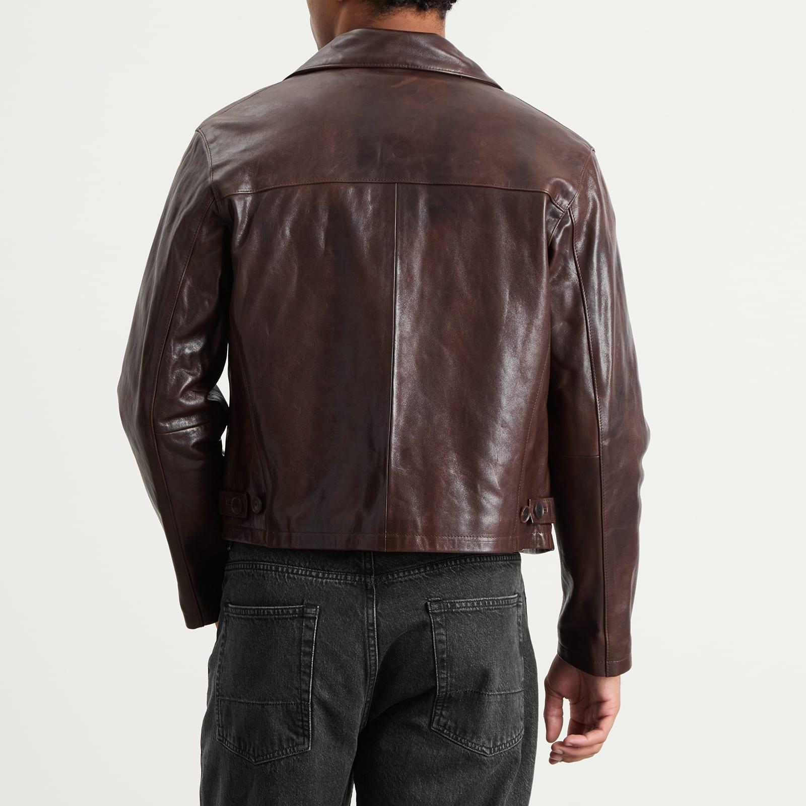 ジャケット・アウター HEAVY LAMB LEATHER ZIPBLOUSON DARKBROWN Auralee Heavy Lamb Leather Zip Blouson - Dark Brown – Kith