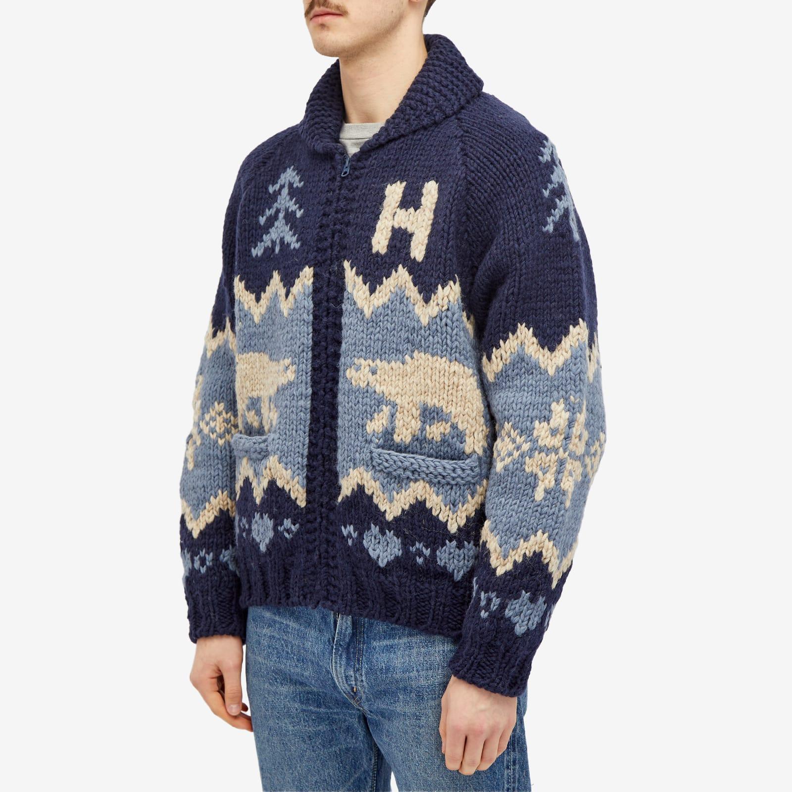 Human Made Polar Bear Cowichian Cardigan in Blue for Men | Lyst