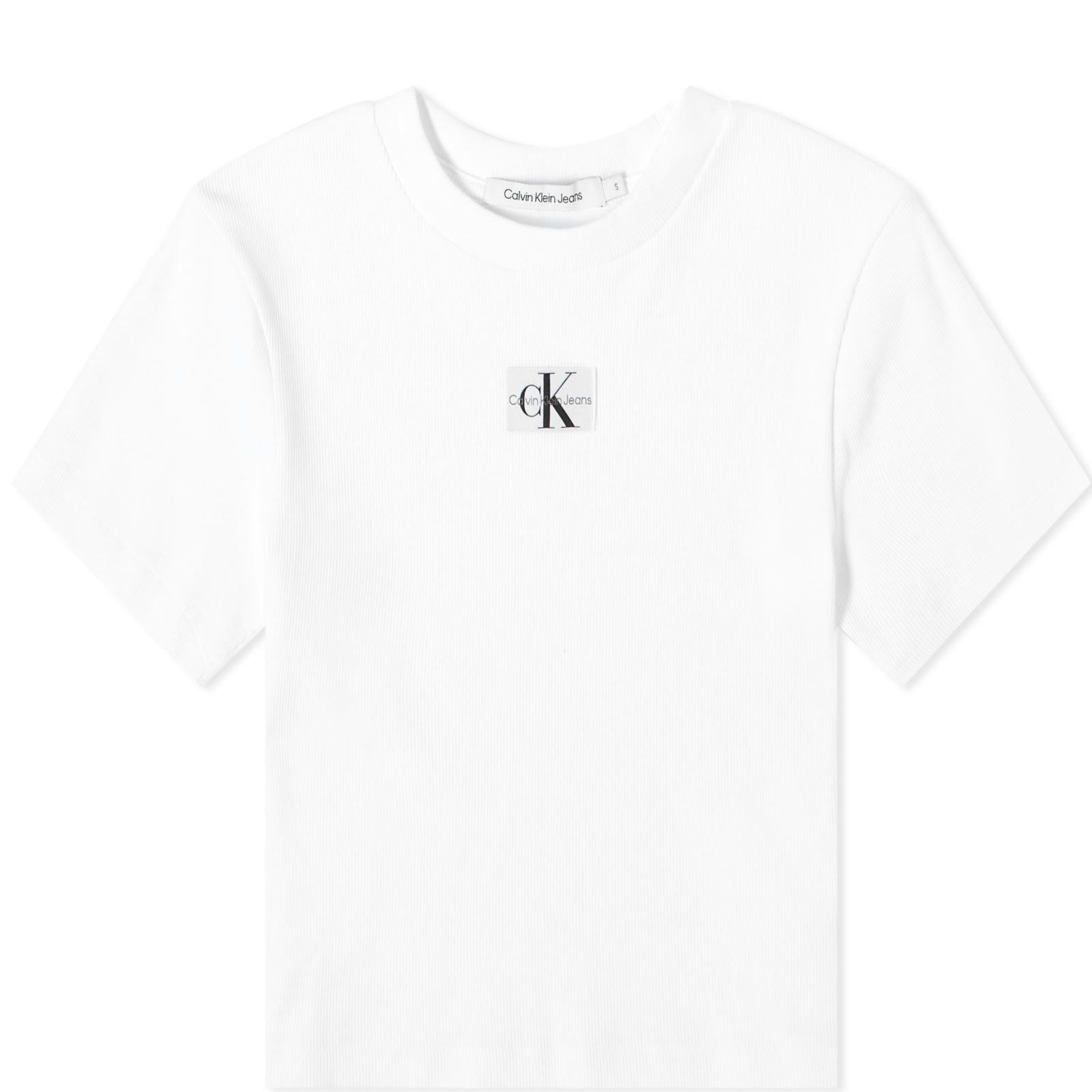Calvin Klein Badge Rib T-shirt in White | Lyst