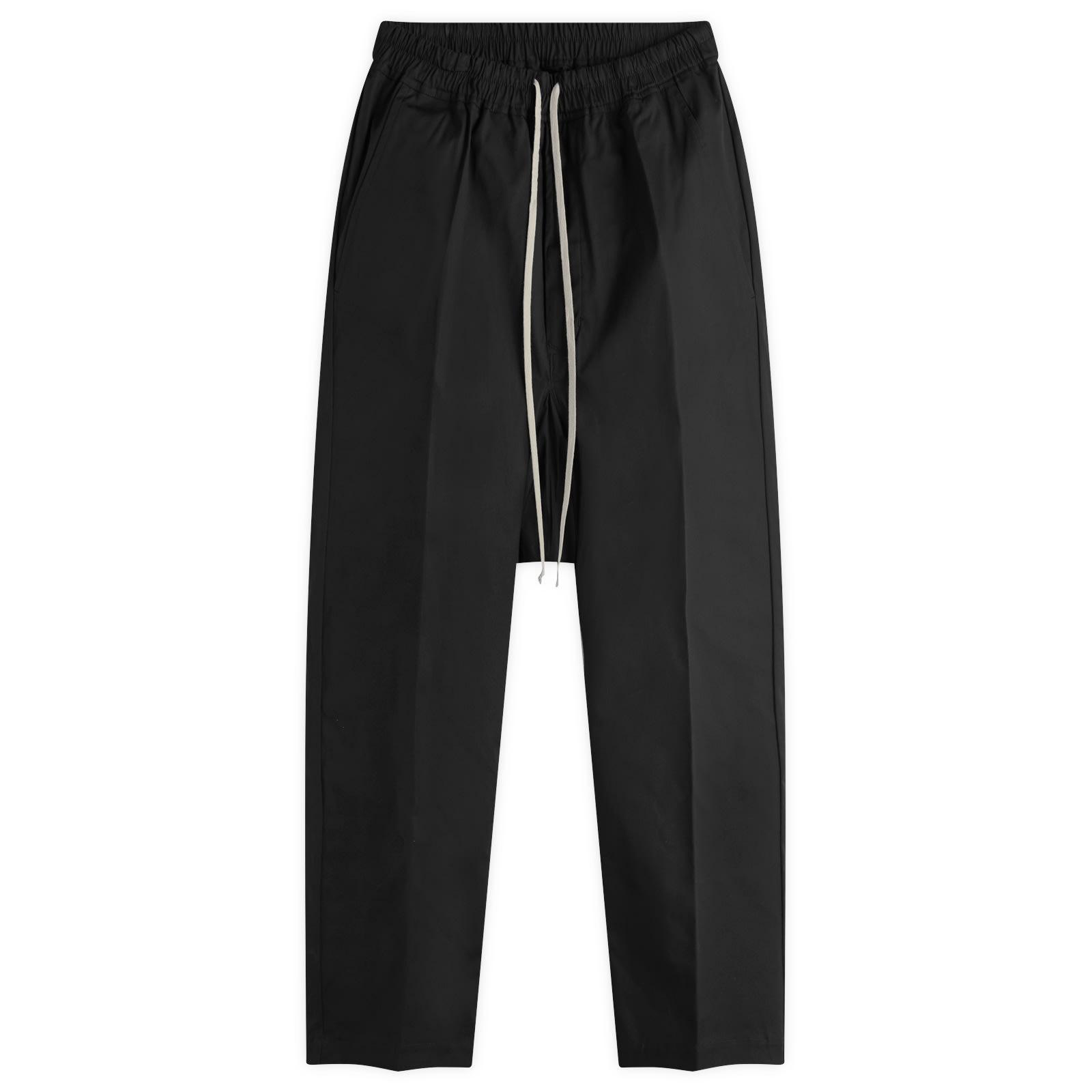 Rick Owens Long Drawstring Cotton Poplin Pants in Black for