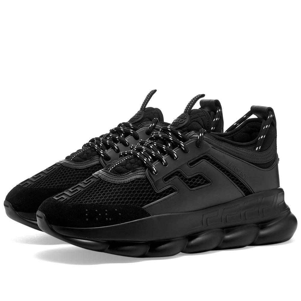 Versace Leather Chain Reaction Sneakers in Black for Men - Save 31% - Lyst