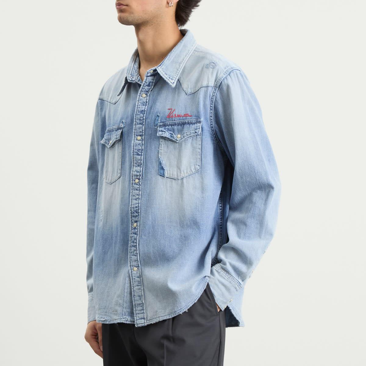 Visvim Social Sculpture Crash Shirt in Blue for Men | Lyst