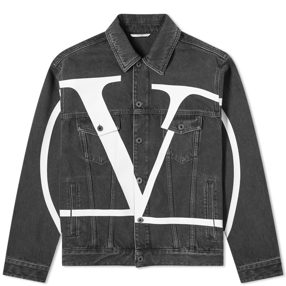 Valentino Large V Logo Denim Jacket in Black for Men - Lyst