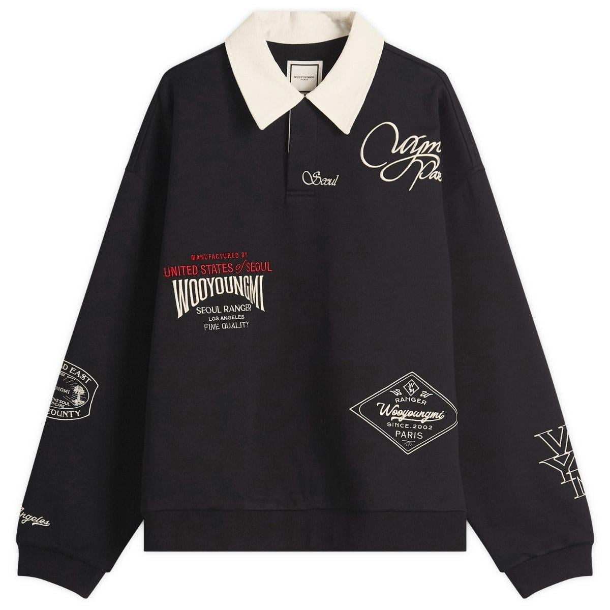 完売品 Wooyoungmi Long Sleeve Patch Polo wooyoungmi-Black-Long-Sleeve-