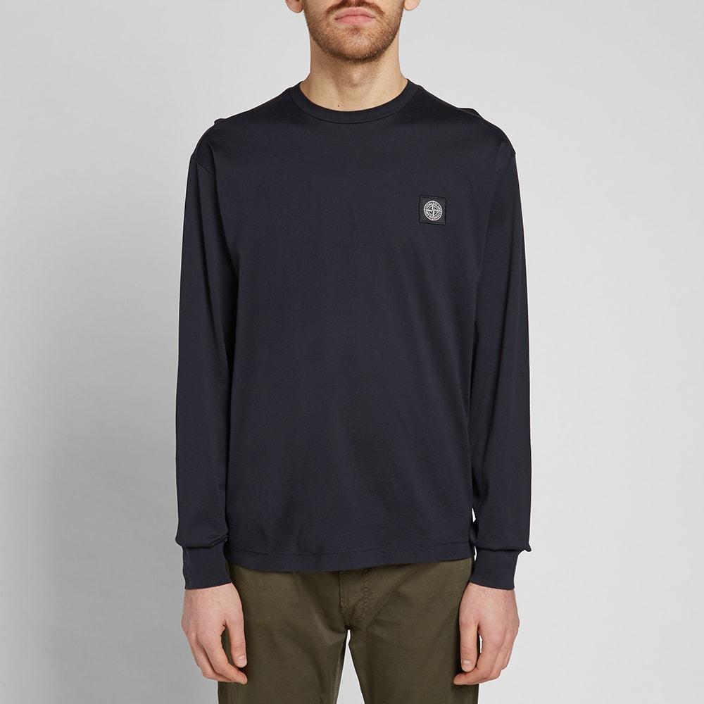 Stone Island Cotton Long Sleeve Patch Logo Tee in Blue for Men - Lyst