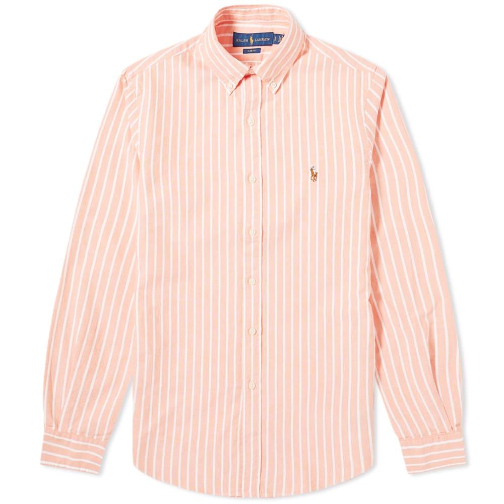 Polo Ralph Lauren Cotton Button Down Stripe Oxford Shirt in Orange for ...