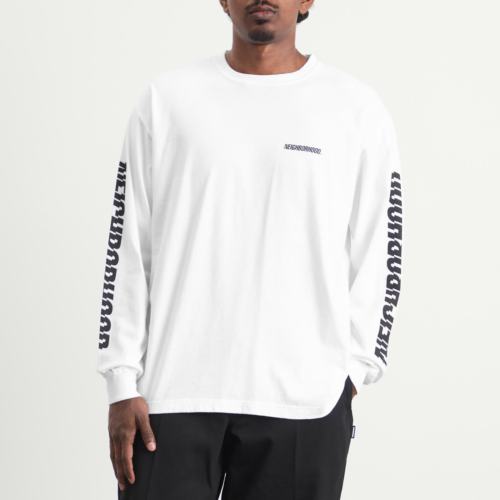 Neighborhood Ls-1 Distorted Logo Long Sleeve T-Shirt in White for