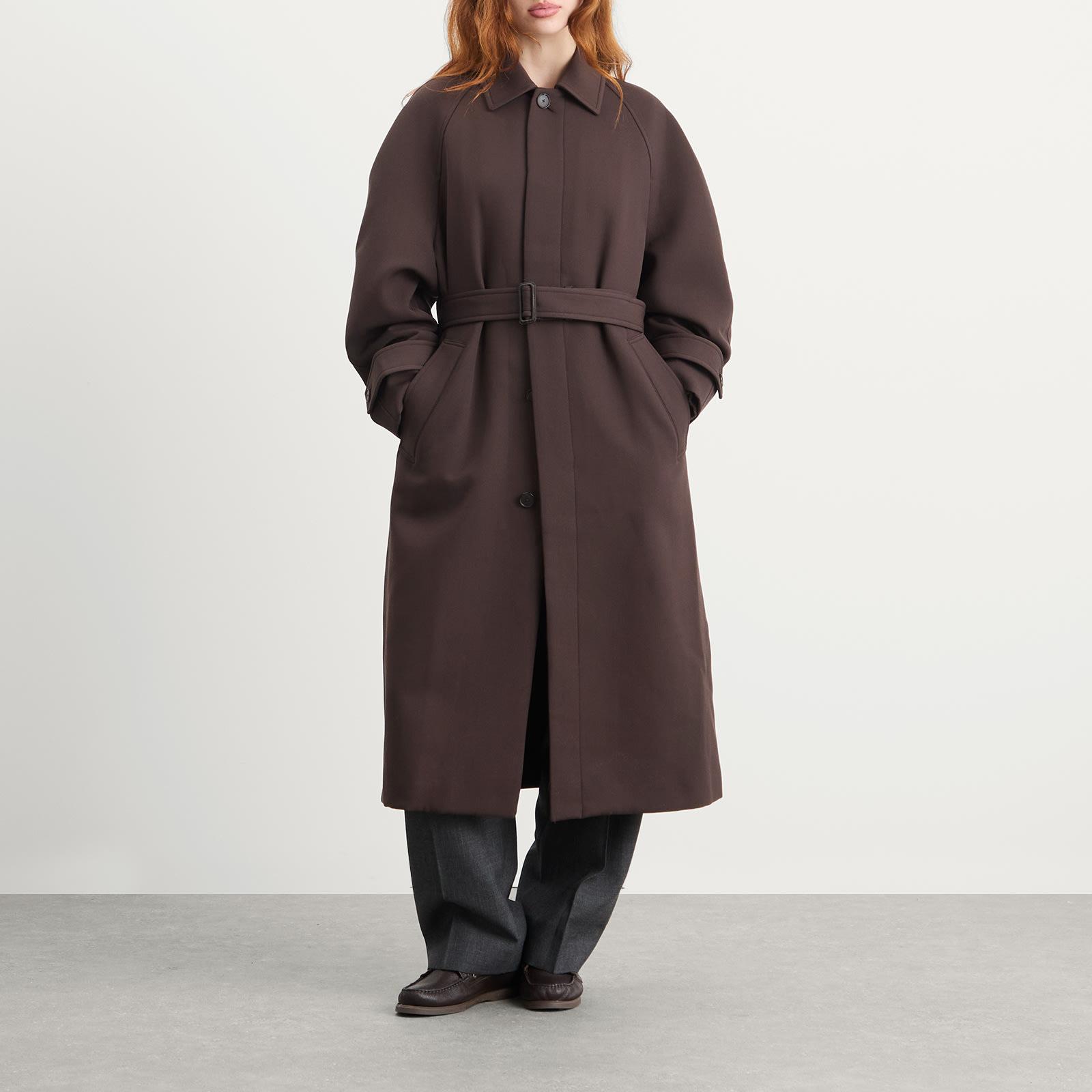AURALEE Twisted Double Cloth Coat in Brown | Lyst