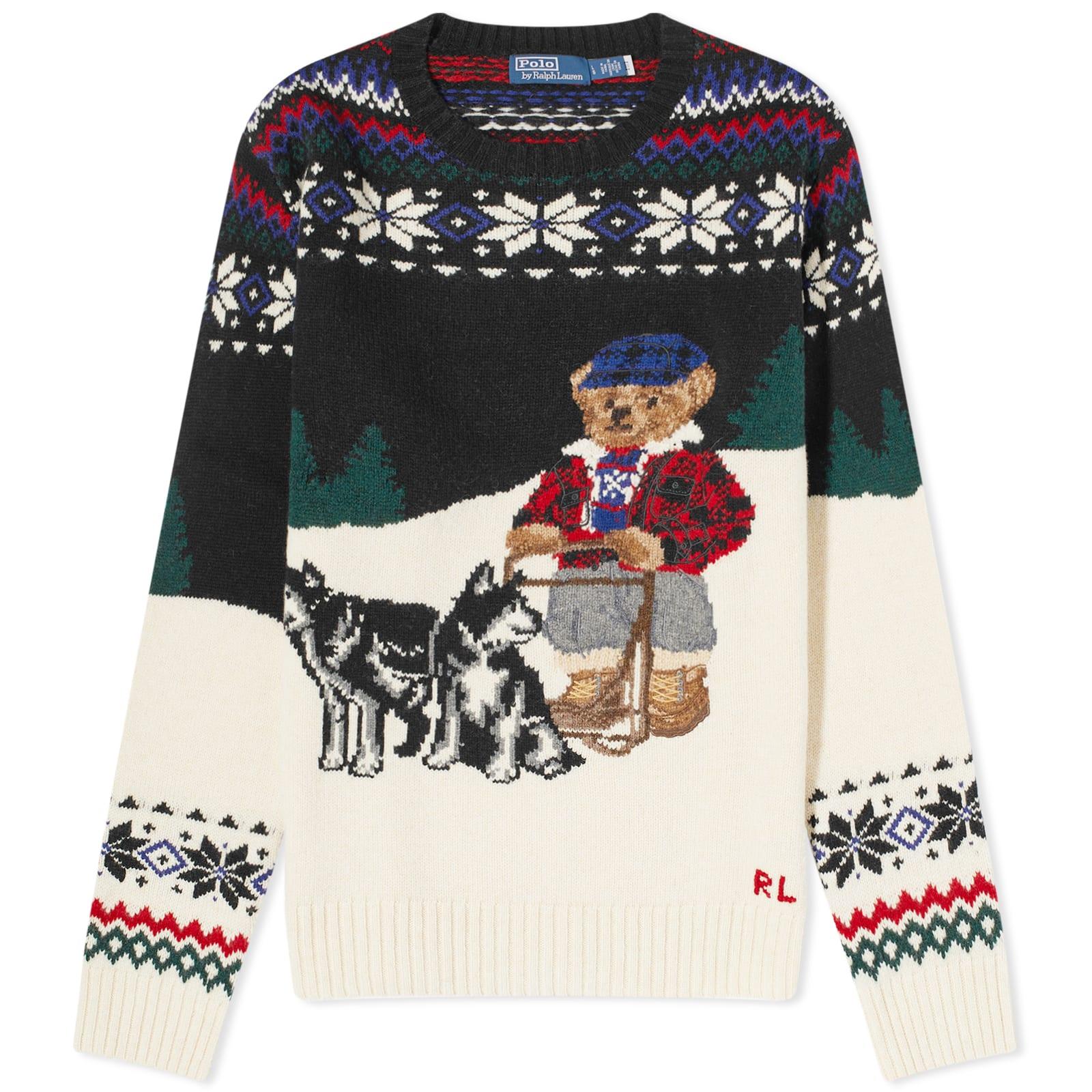 Polo Ralph Lauren Dog Sled Bear Crew Knit in Black for Men | Lyst