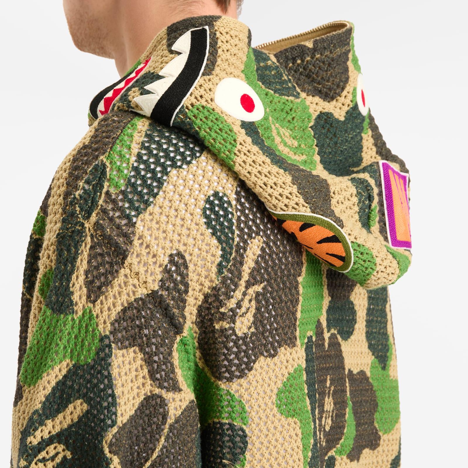 A Bathing Ape Abc Camo Crochet Relaxed Fit Shark Zip Hoodie in 