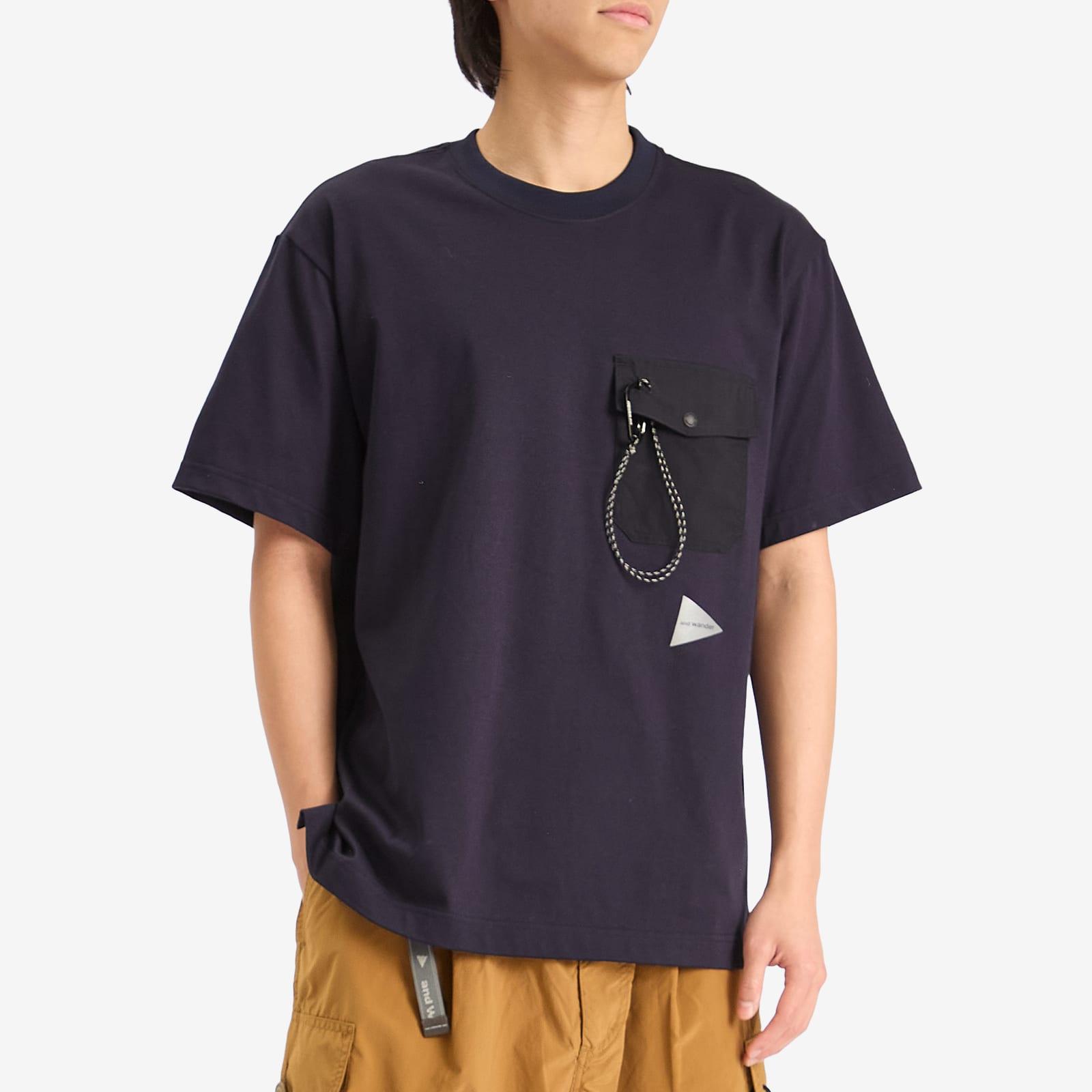 AND WANDER｜SHORT-SLEEVED ROUND NECK T-SHIRTS (Pocket T and wander Pocket T-Shirt - Black | Always in Colour
