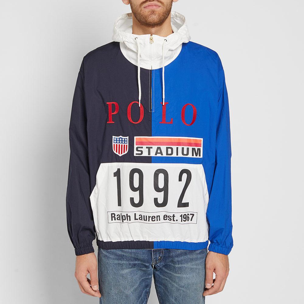 Polo Ralph Lauren Cotton Stadium 1992 Popover Jacket in Blue for Men - Lyst