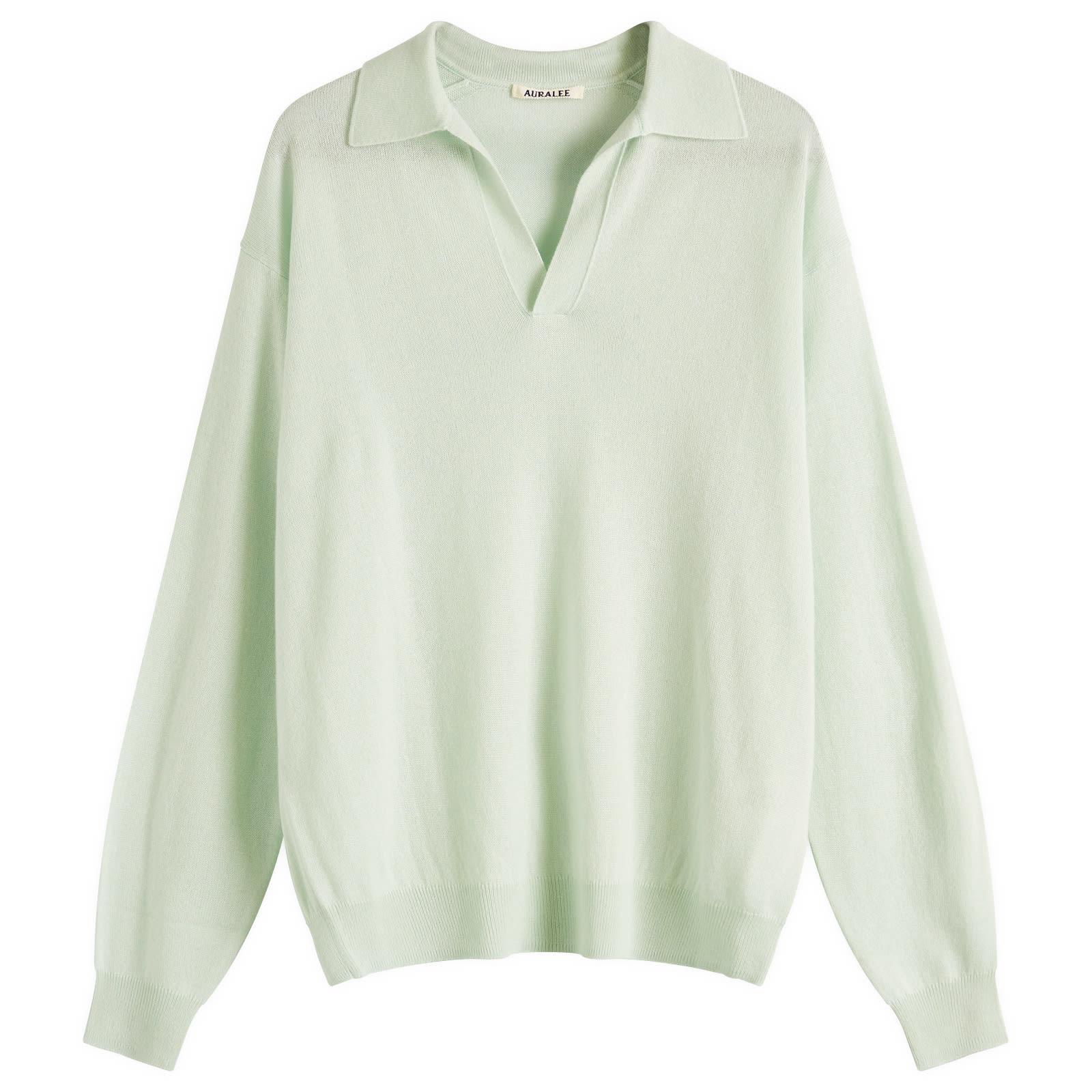 Auralee Hard Twist High Gauge Wool Silk Knit Skipper Polo