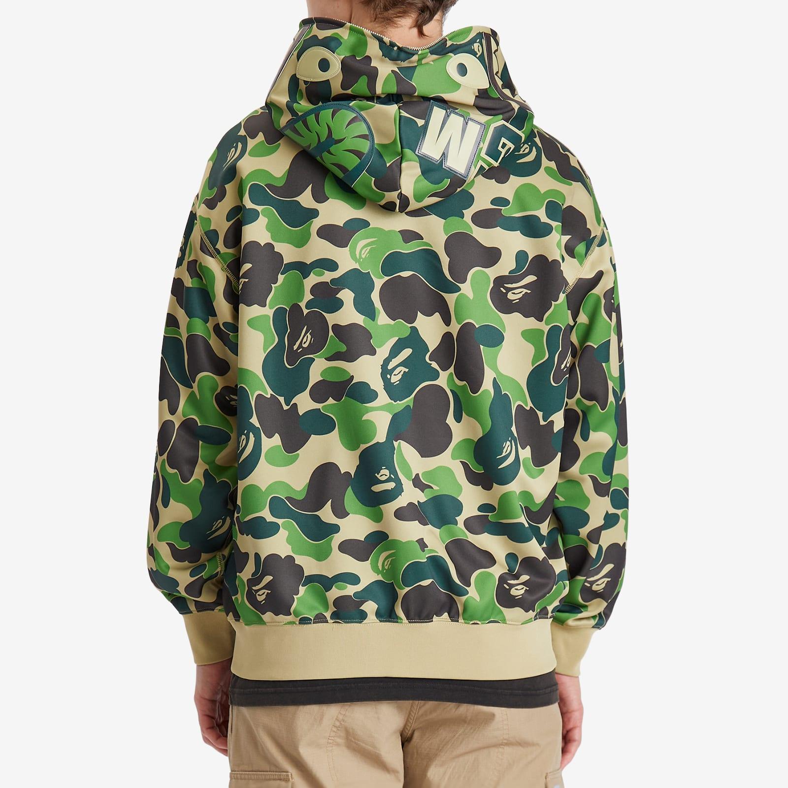 A Bathing Ape Abc Camo Rayon Shark Full Zip Hoodie in Green for