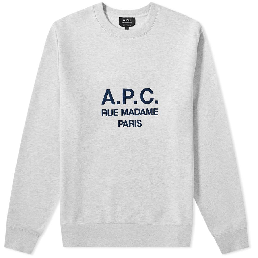 A.P.C. Cotton Rufus Embroidered Sweat in Grey Melange (Gray) for Men - Lyst