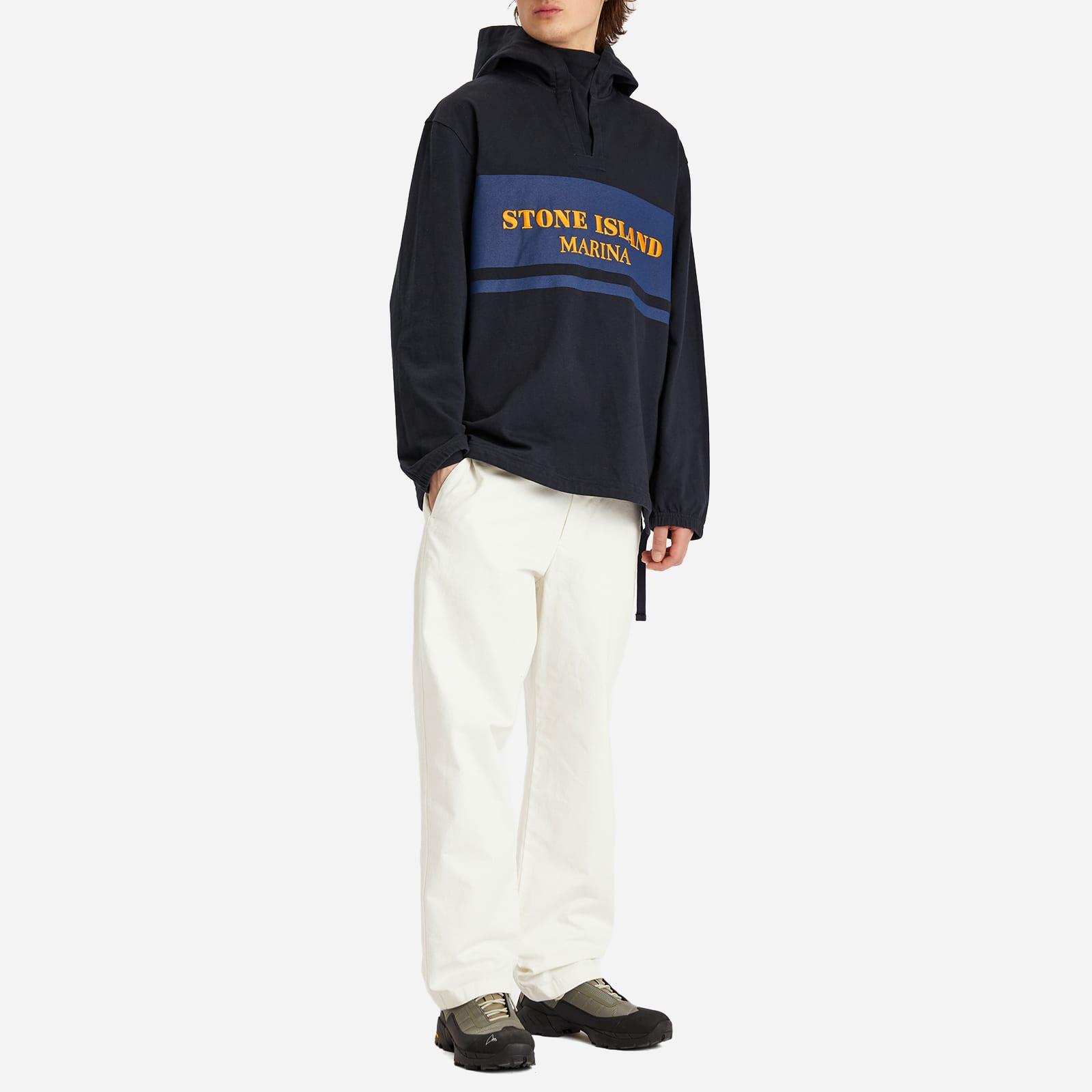 Stone Island Marina Stripe Logo Hoodie in Blue for Men | Lyst