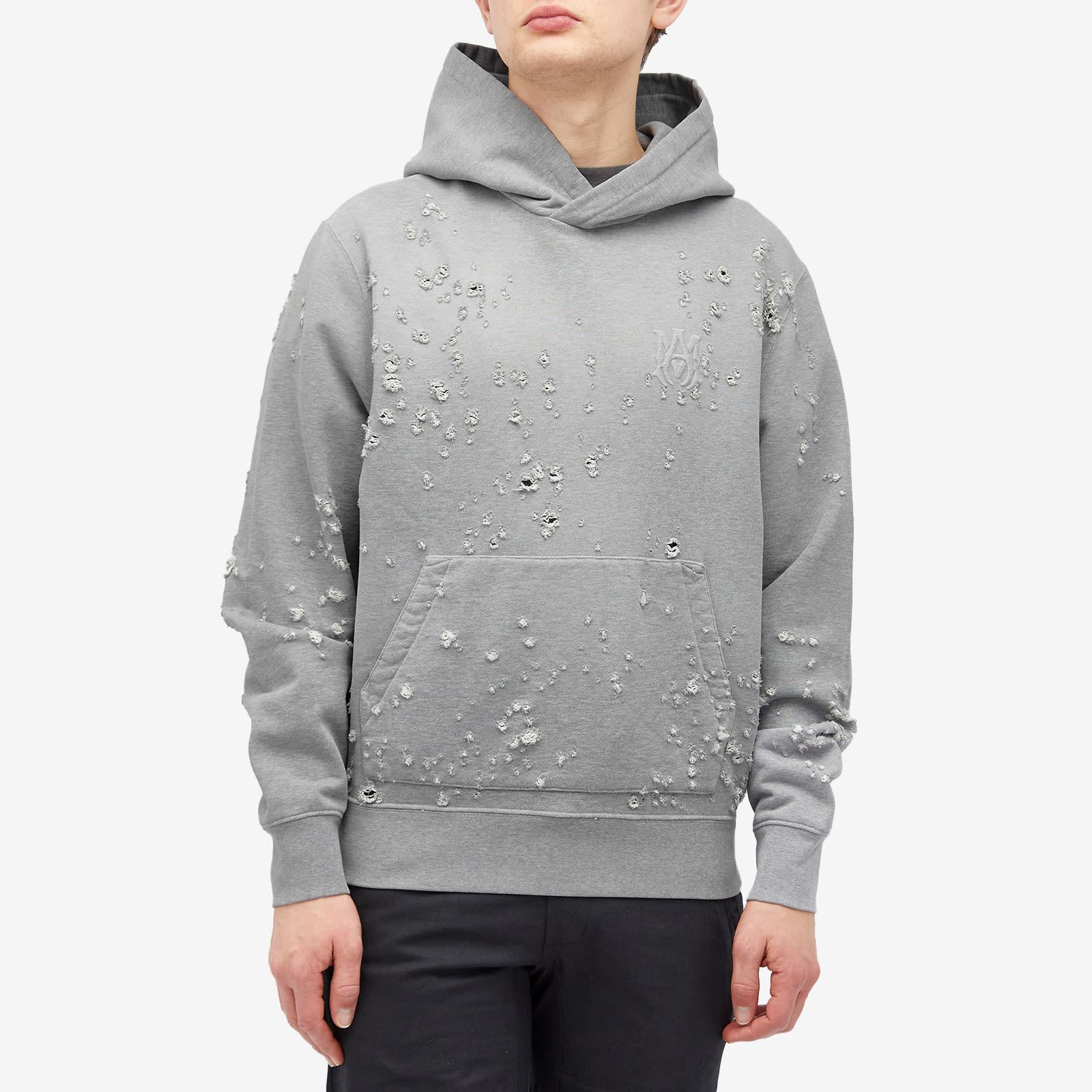 Amiri Ma Shotgun Embroidered Logo Hoodie in Gray for Men | Lyst