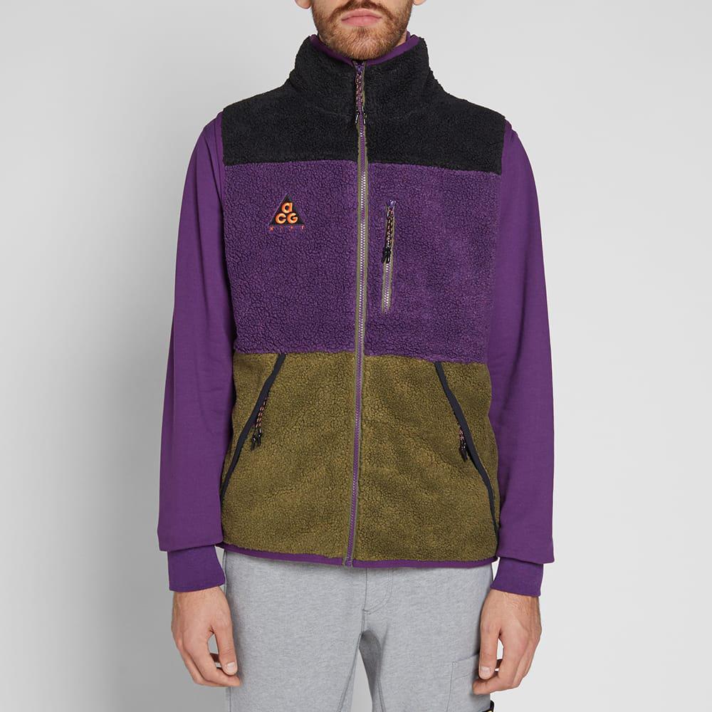 Nike Acg Logo-appliquéd Colour-block Fleece Gilet in Purple for