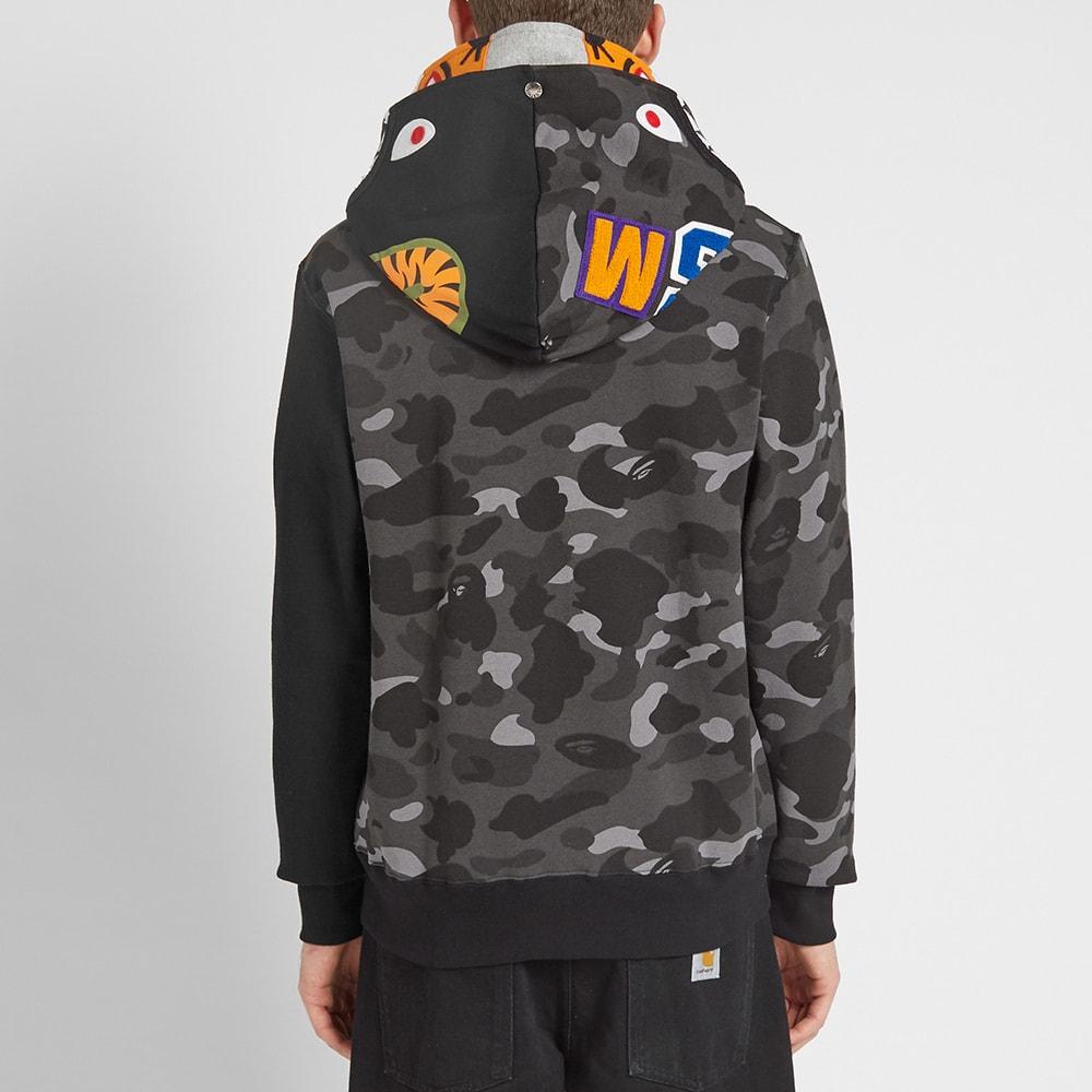 color camo tiger shark full zip double hoodie