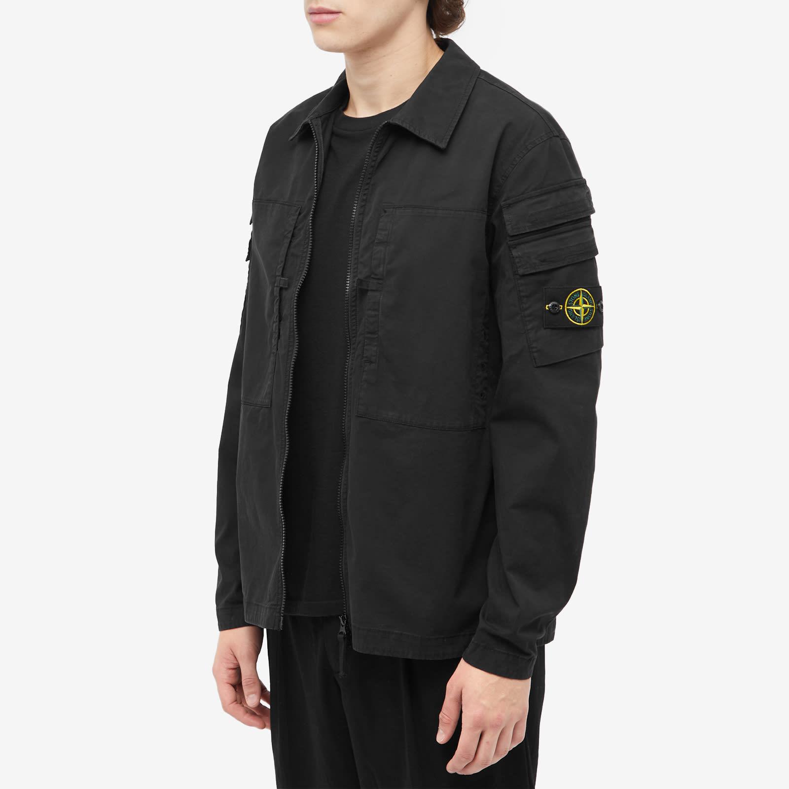 Stone island zip store pocket garment dyed overshirt