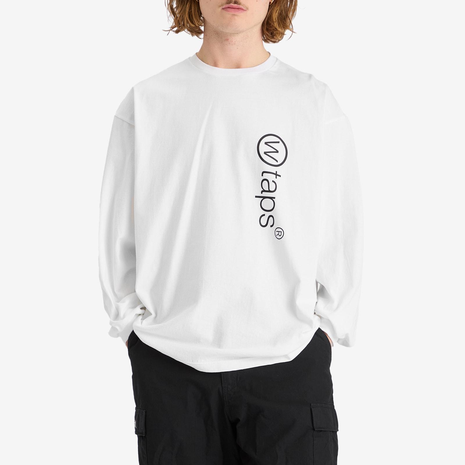 【美品】WTAPS　OBJ LONG SLEEVE T-Shirt【01】 WTAPS Men's Identity Long Sleeve T-Shirt in White WTAPS