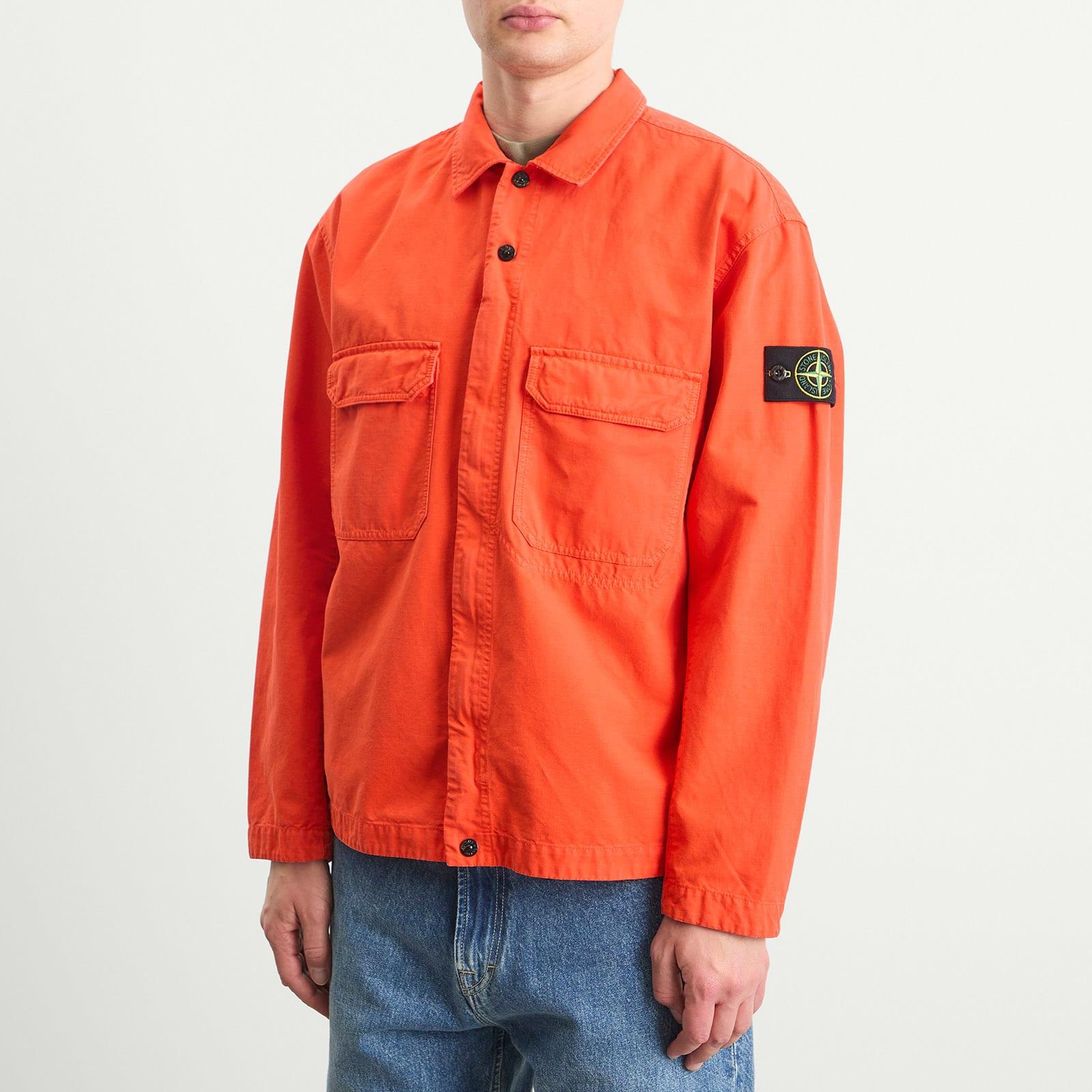 Stone Island Ripstop Zip Shirt Jacket in Orange for Men | Lyst