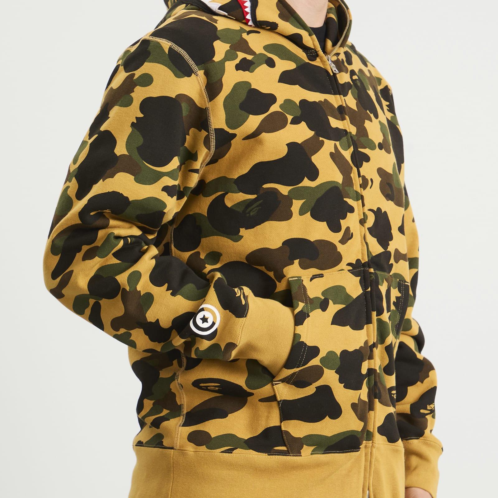 A Bathing Ape 1St Camo Shark Zip Hoodie in Yellow for Men | Lyst UK