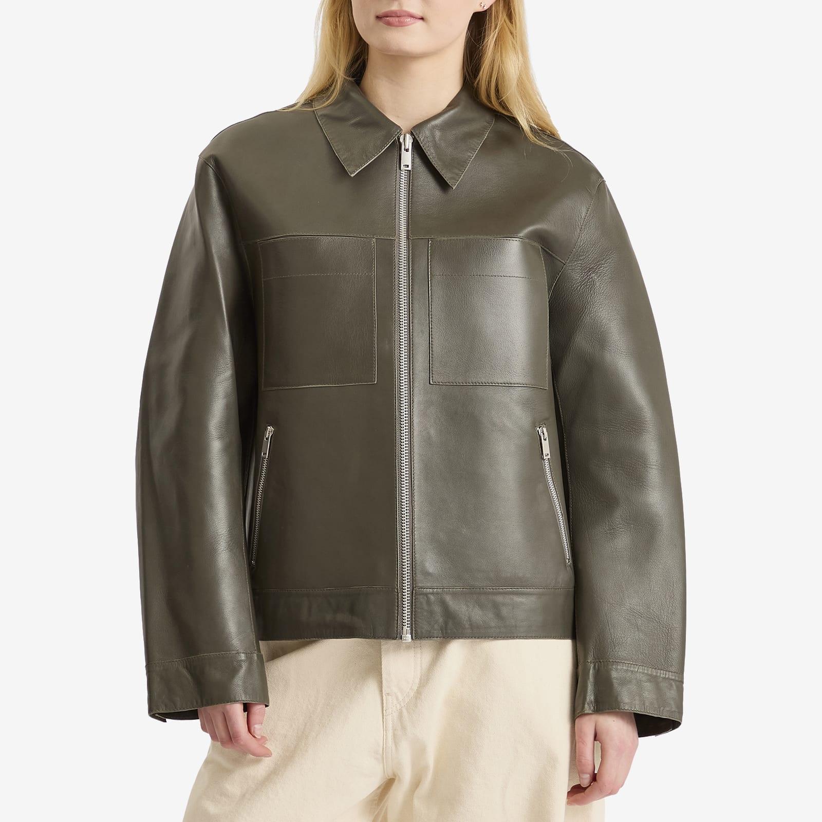 Samsøe Samsøe Sastevie Leather Jacket in Green Lyst