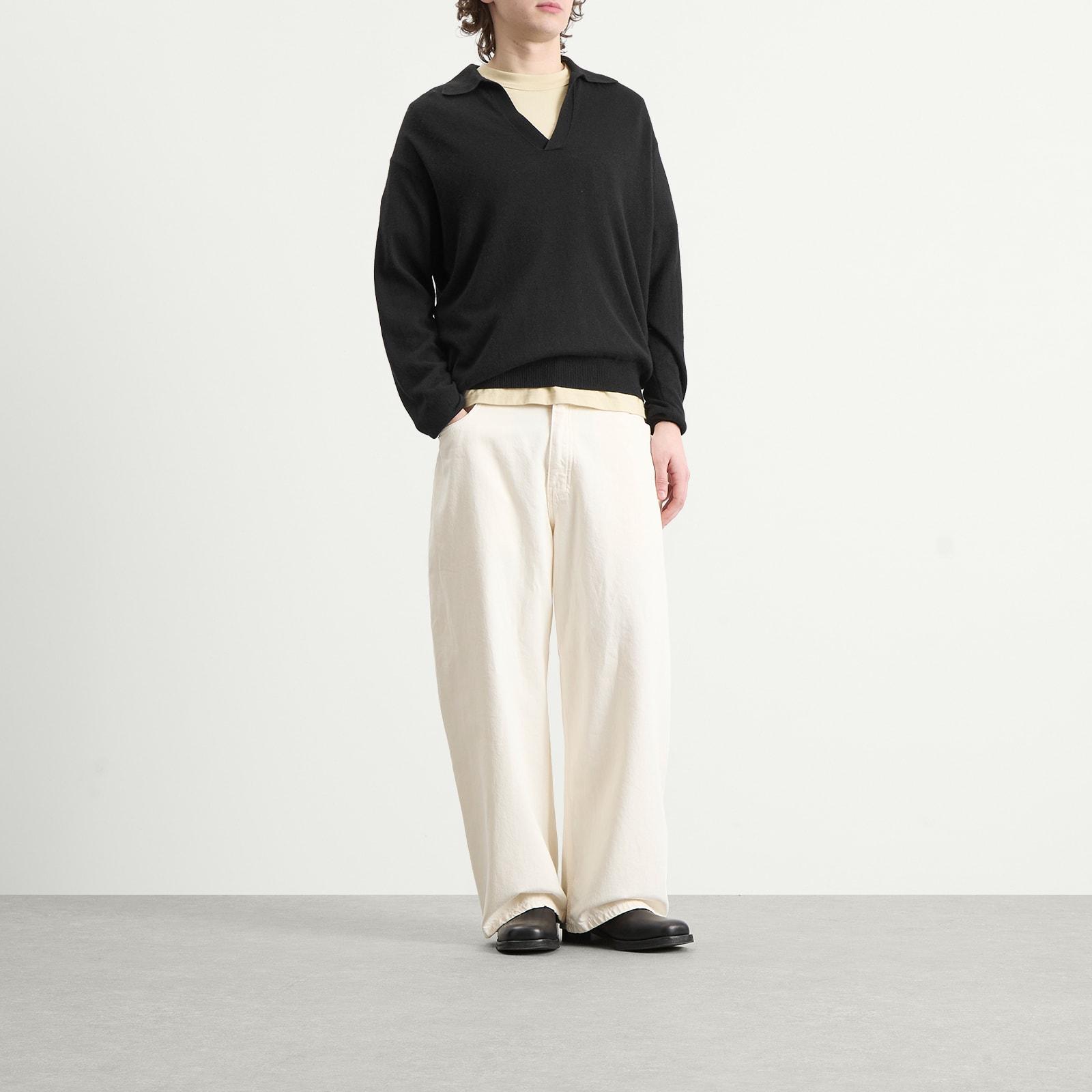 AURALEE Cashmere Silk Knit Skipper Polo in Black for Men | Lyst
