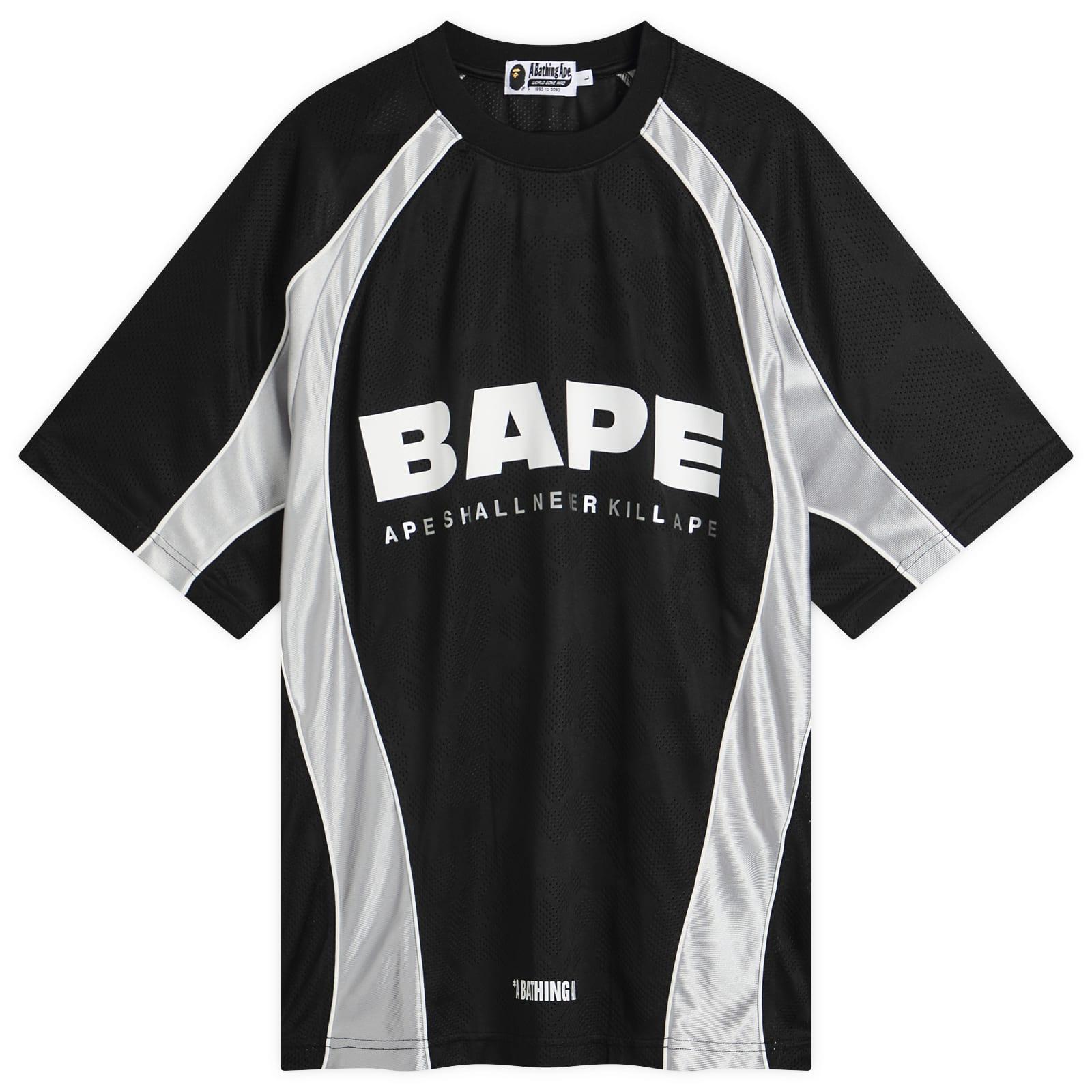 A Bathing Ape Solid Camo Jacquard Multi Football Jersey in Black