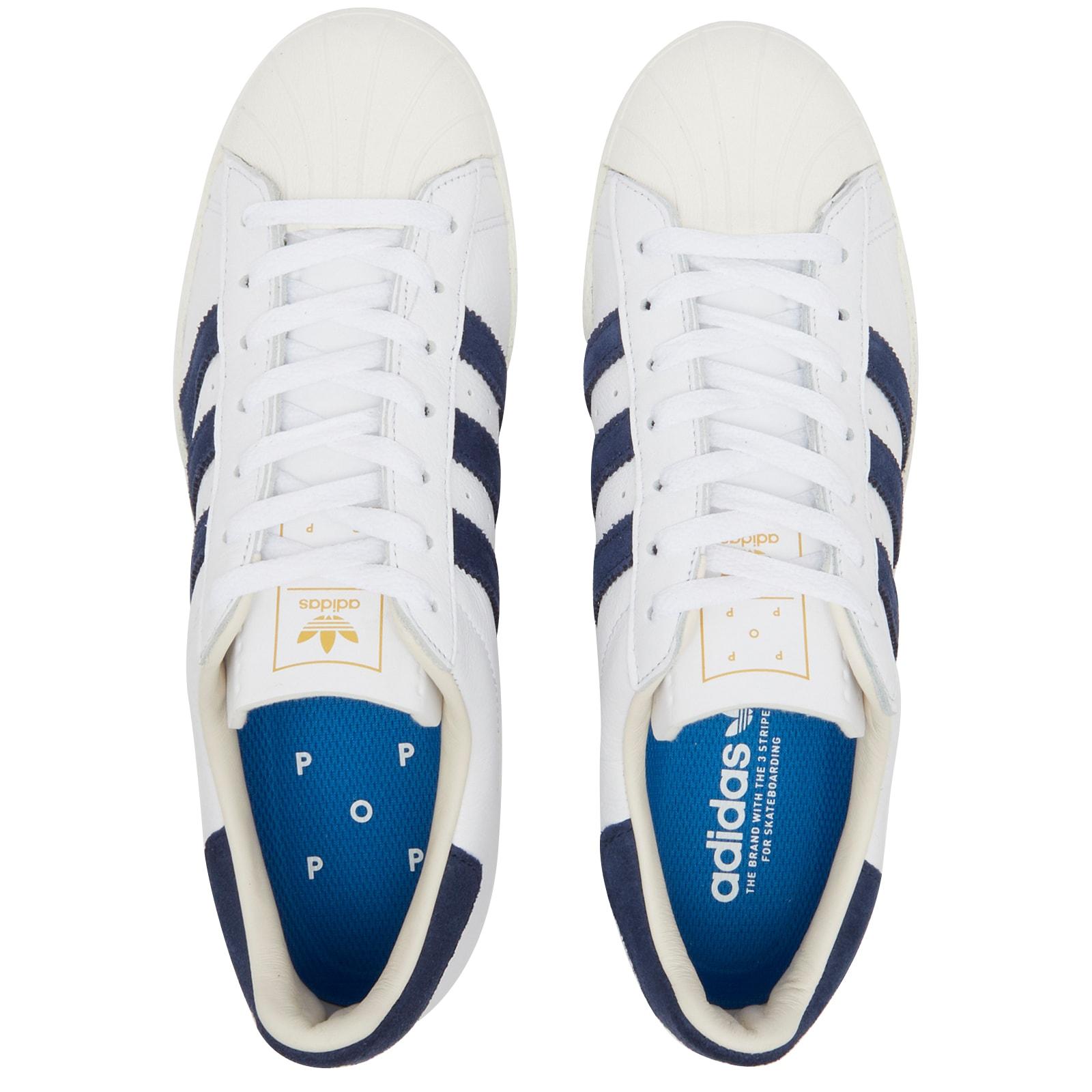 Adidas superstar navy blue stripes best sale