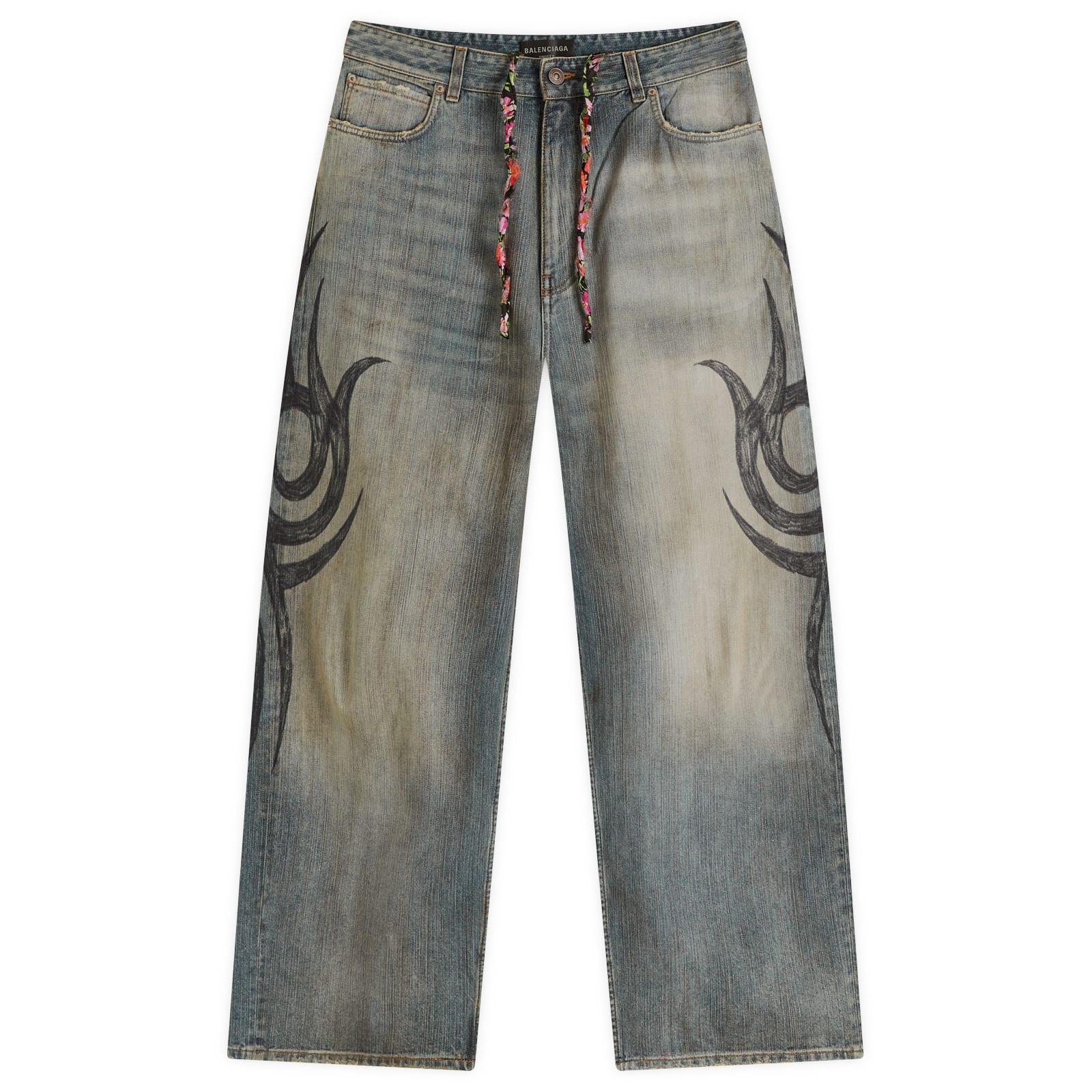 最終値下げ　balenciaga 24aw y2k tattoo denim Balenciaga Tattoo Baggy Jeans in Gray for Men | Lyst