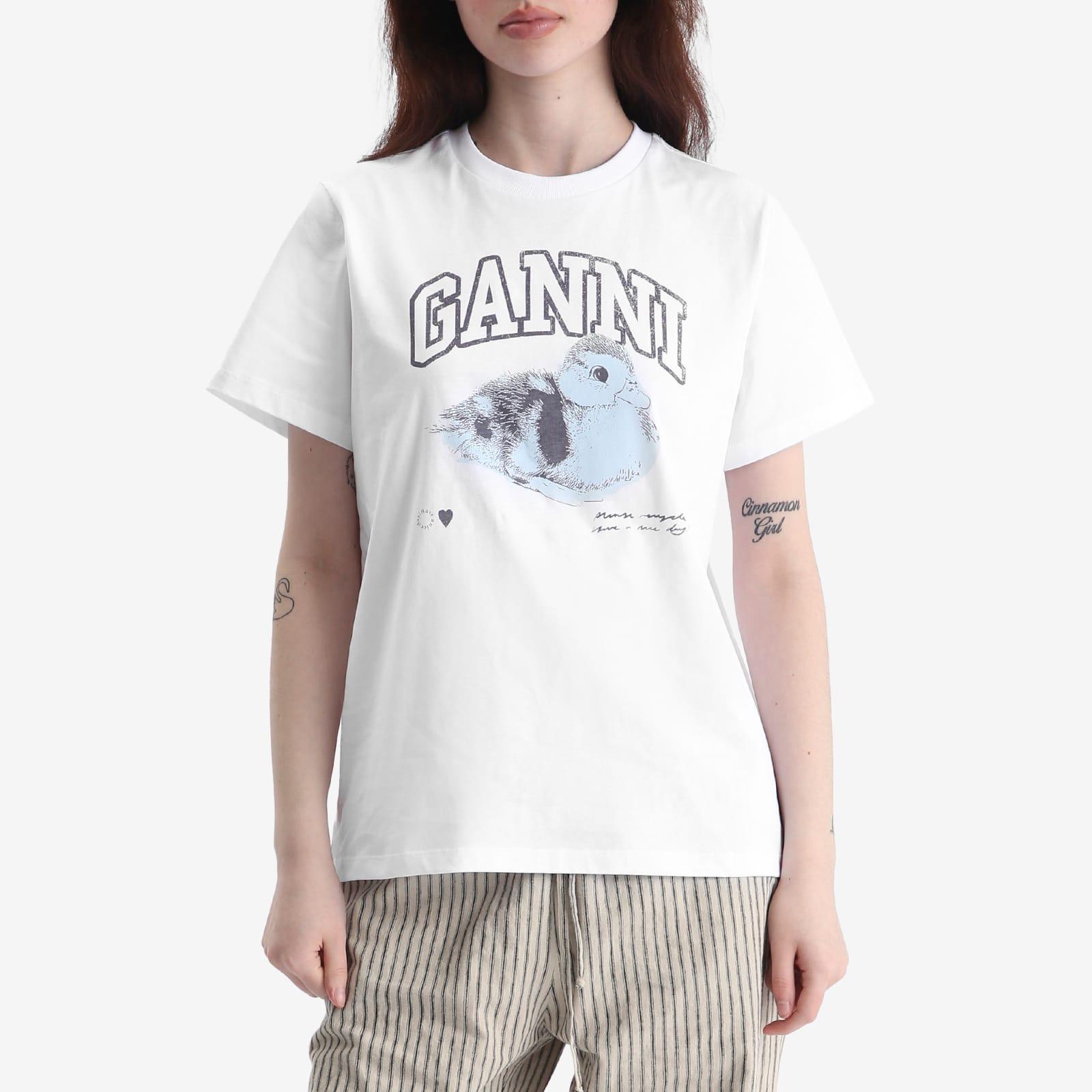 【関税&送料込】Ganni Duckie T-Shirt Ganni Basic Jersey Duckie Relaxed T-shirt In Bright White