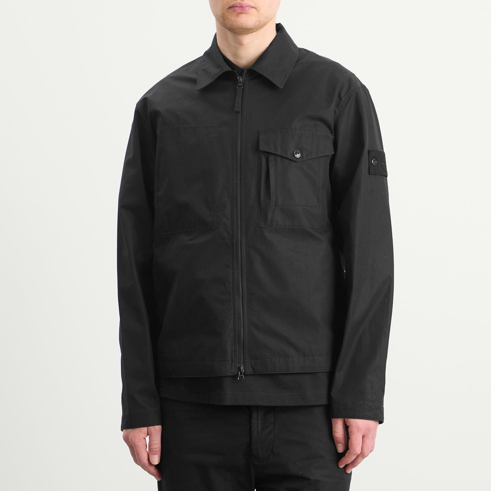 Stone Island Ghost Cotton Canvas Zip Shirt Jacket in Black for Men